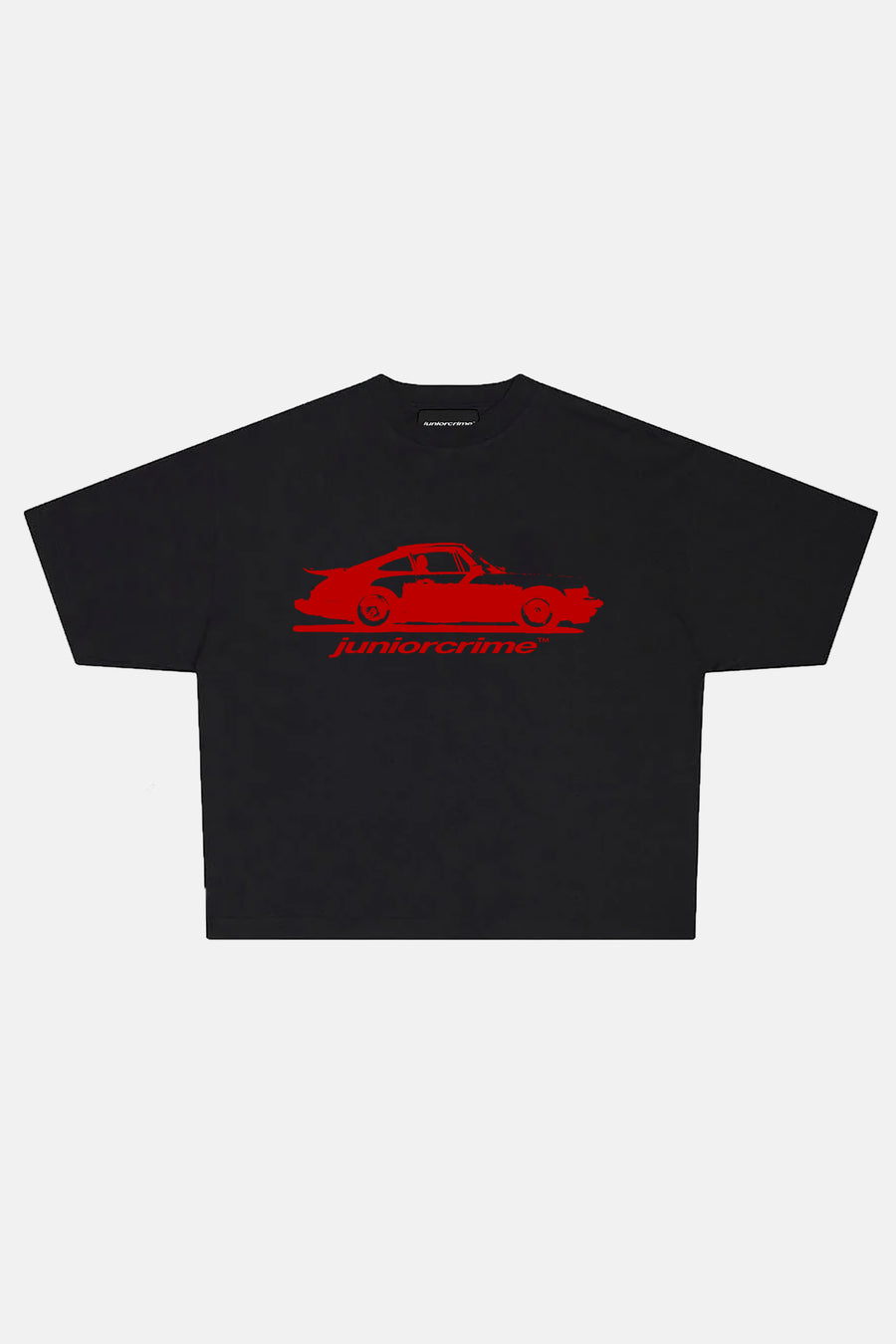 JR Red Car Baskılı Siyah Boxy Fit Tshirt