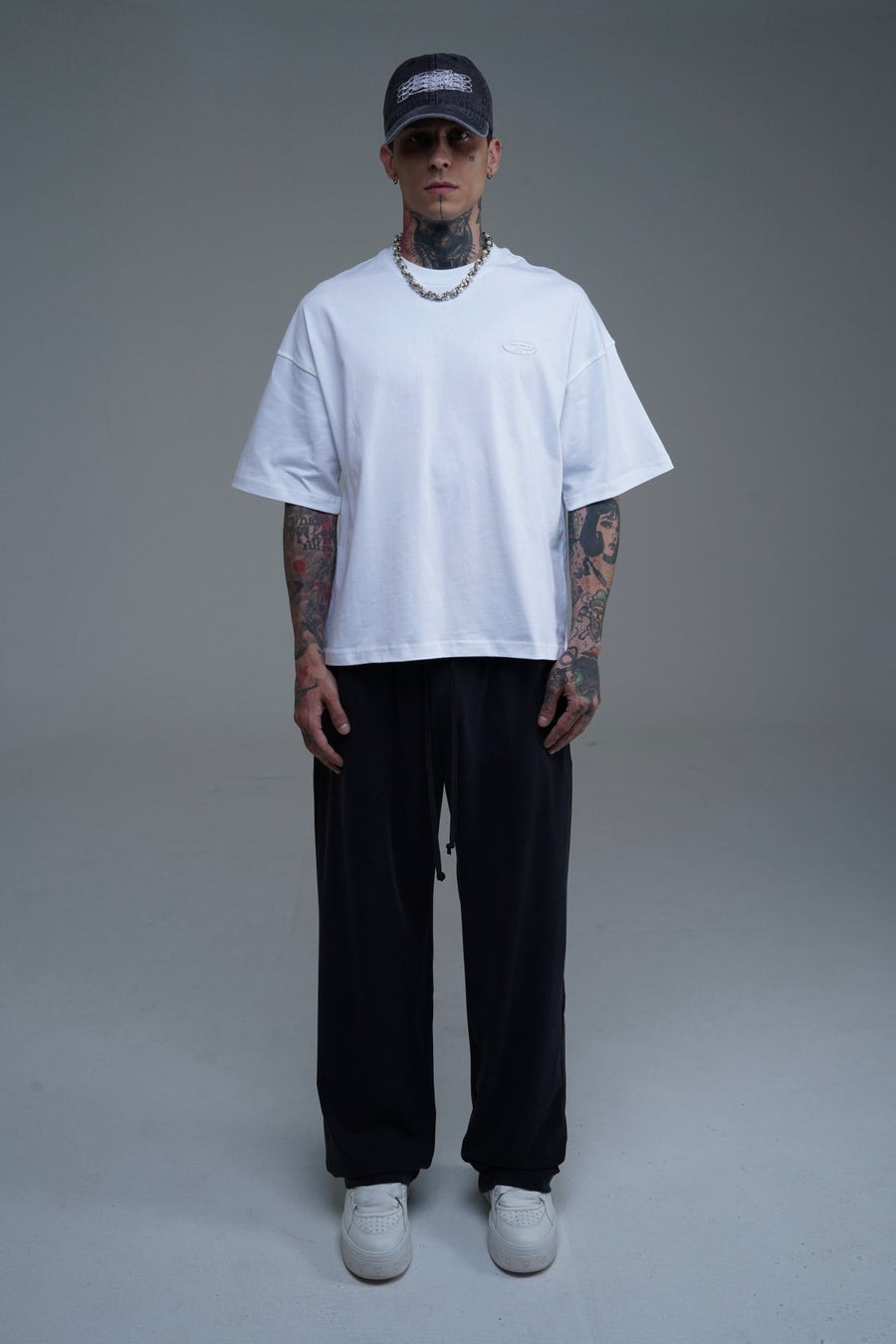 JR Logo Beyaz Boxy Fit Oversize Tshirt