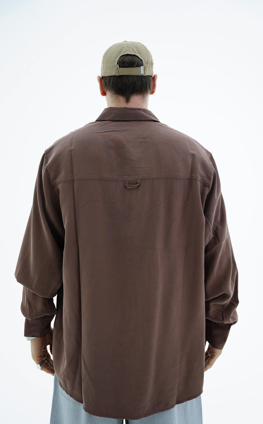 Uzun Kollu Yumuşak Dokulu Kahverengi Oversize Gömlek JC01 26Y102