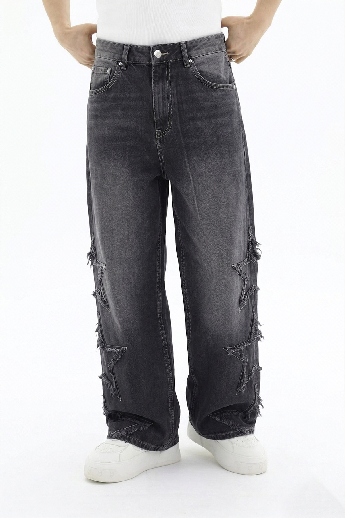 Yıldız Patch Detay Siyah Jean Pantolon