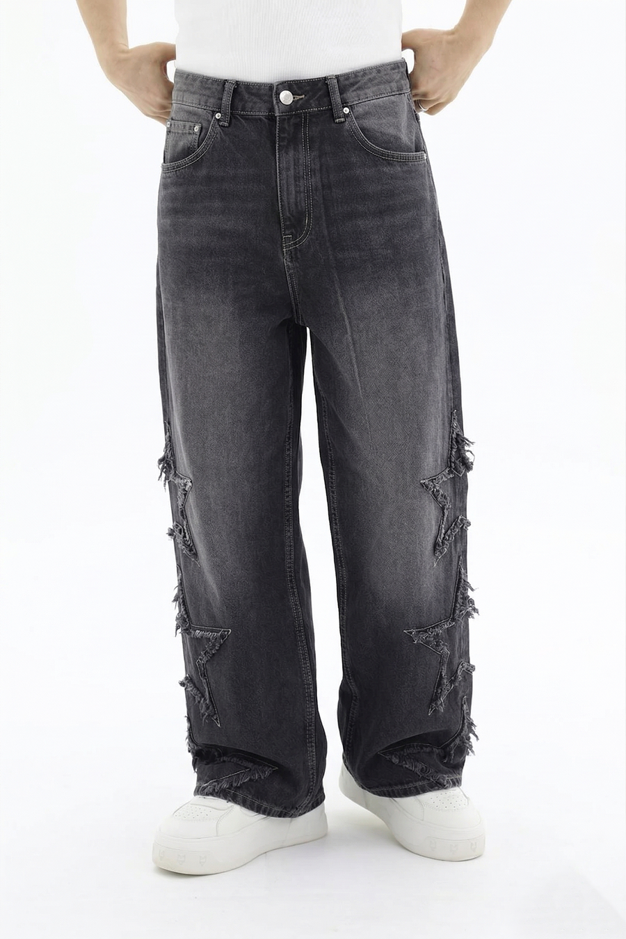 Yıldız Patch Detay Siyah Jean Pantolon