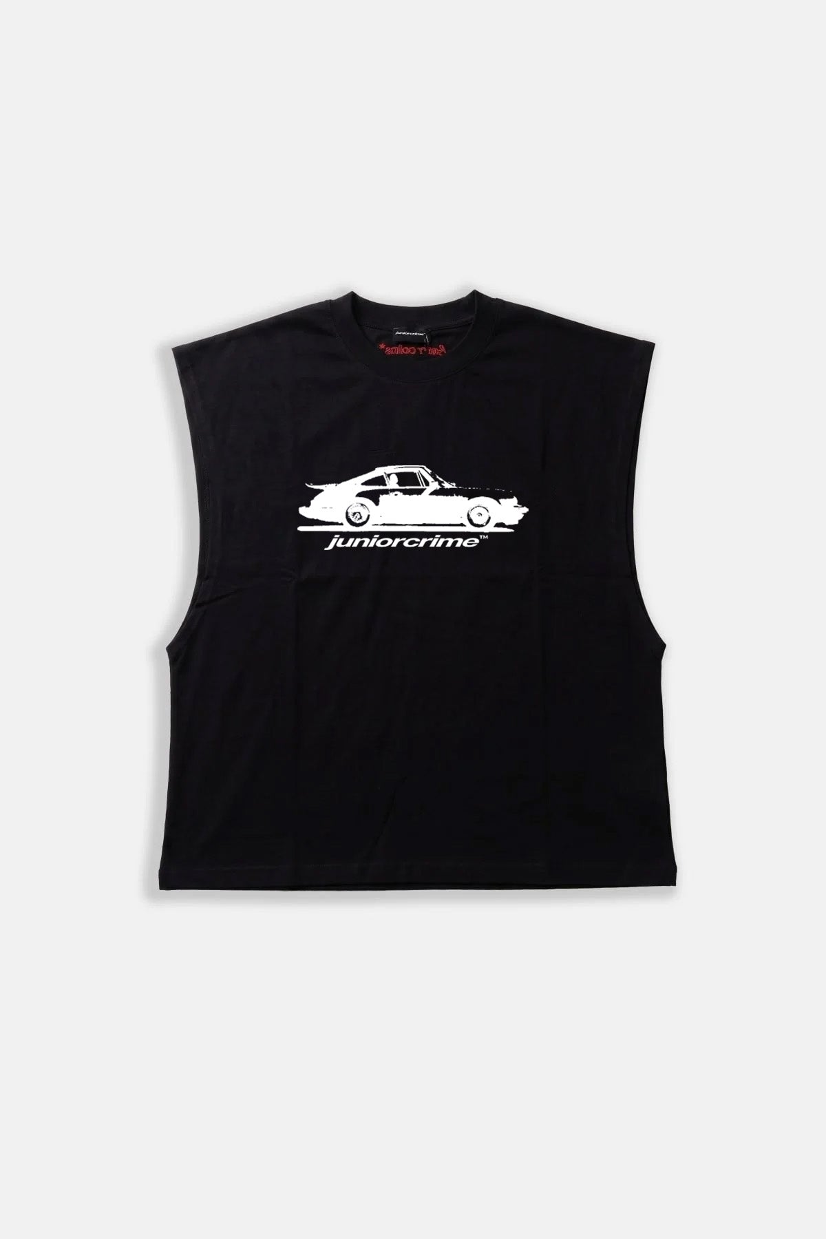 JR Car Baskılı Boxy Fit Kolsuz Siyah Tshirt