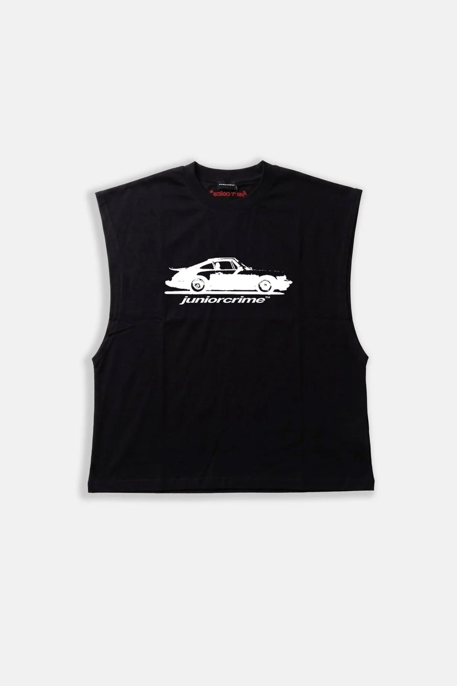 JR Car Baskılı Boxy Fit Kolsuz Siyah Tshirt