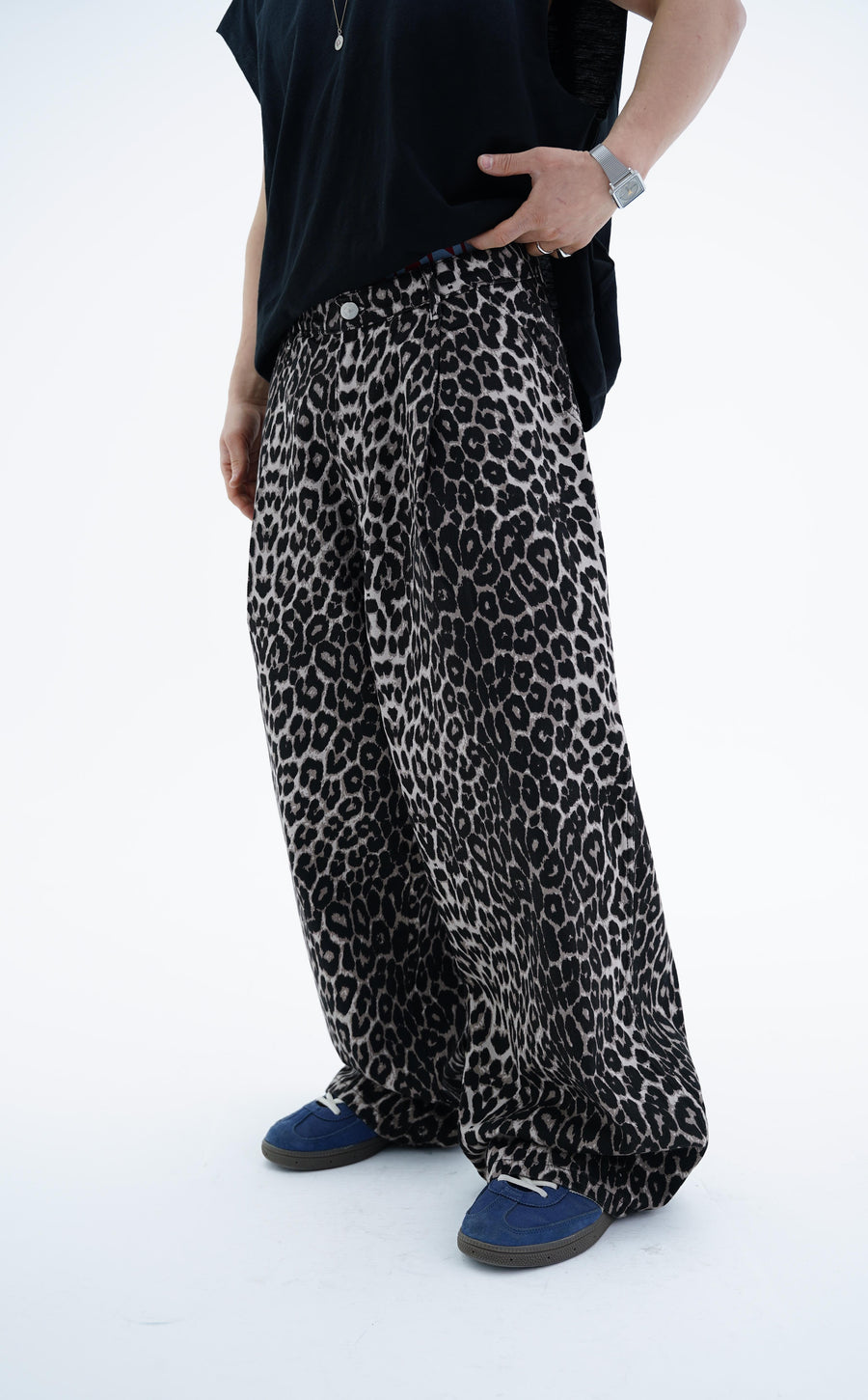 Leopar Desen Kahve Dokuma Pantolon KN4672