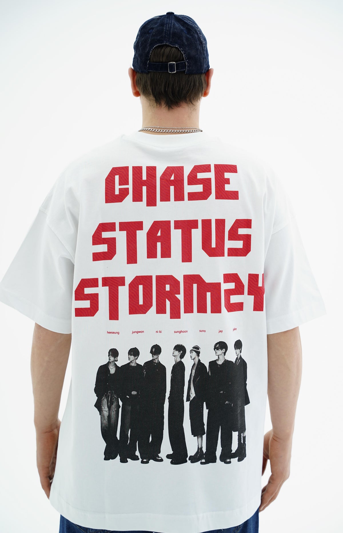 Chase Baskılı Beyaz Oversize Tshirt JC01 25Y88