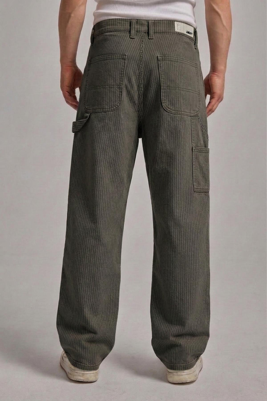 Çizgili Kahve Baggy Jean Pantolon CT01 6581-4