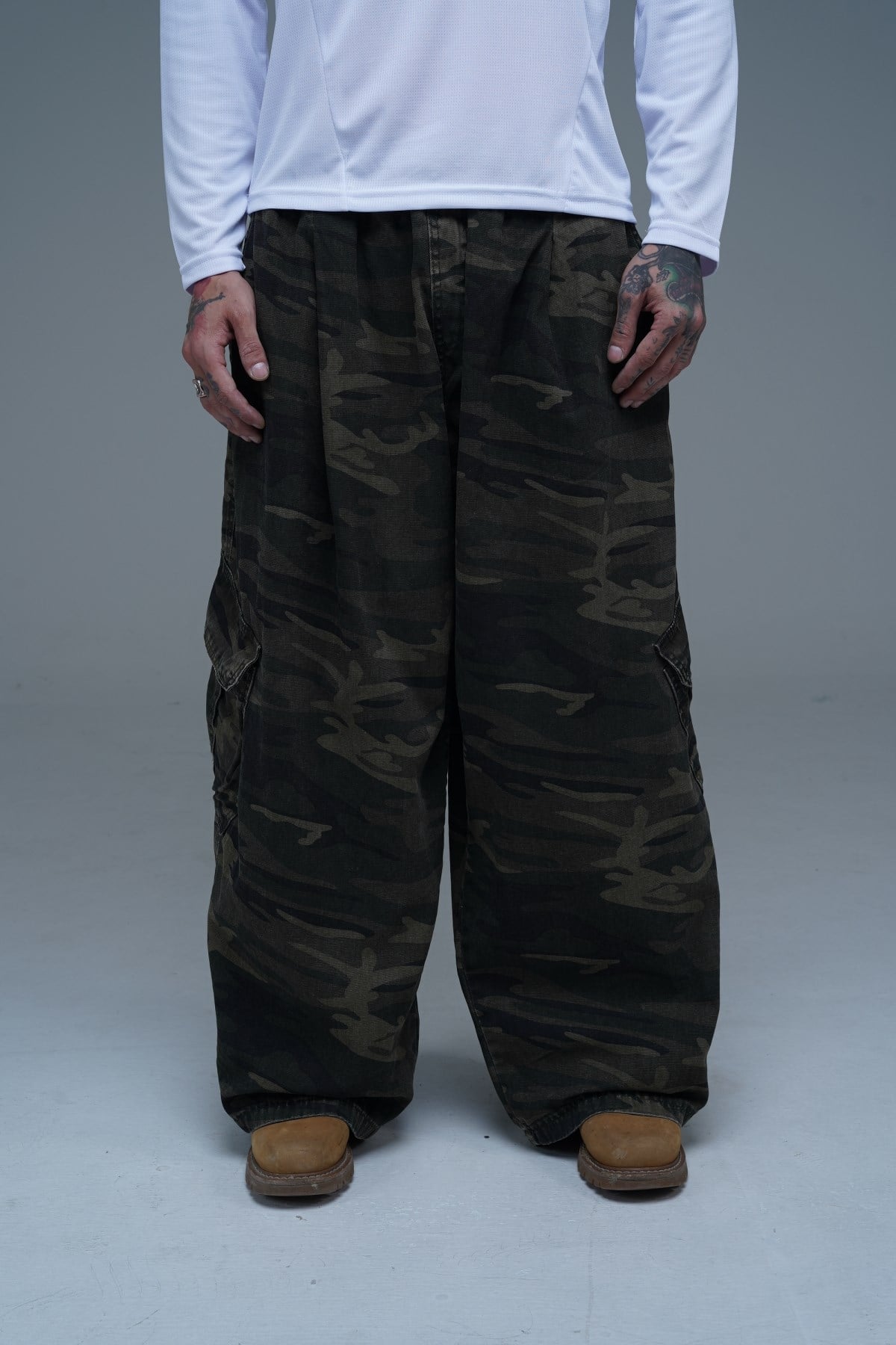 JR Camo Desen Low Waist Baggy Pantolon