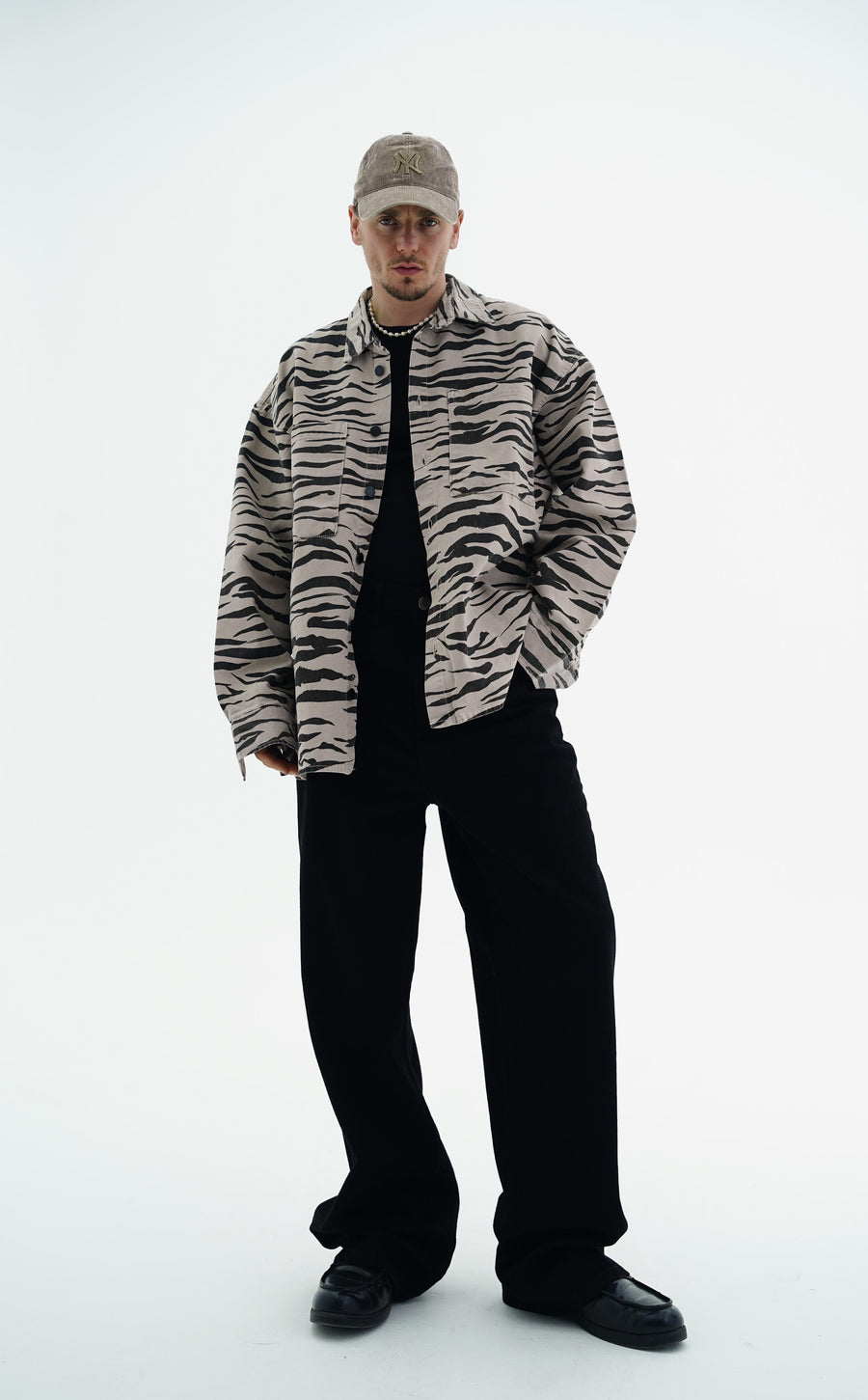 Zebra Desenli Oversize Bej Jean Ceket CT01 1664