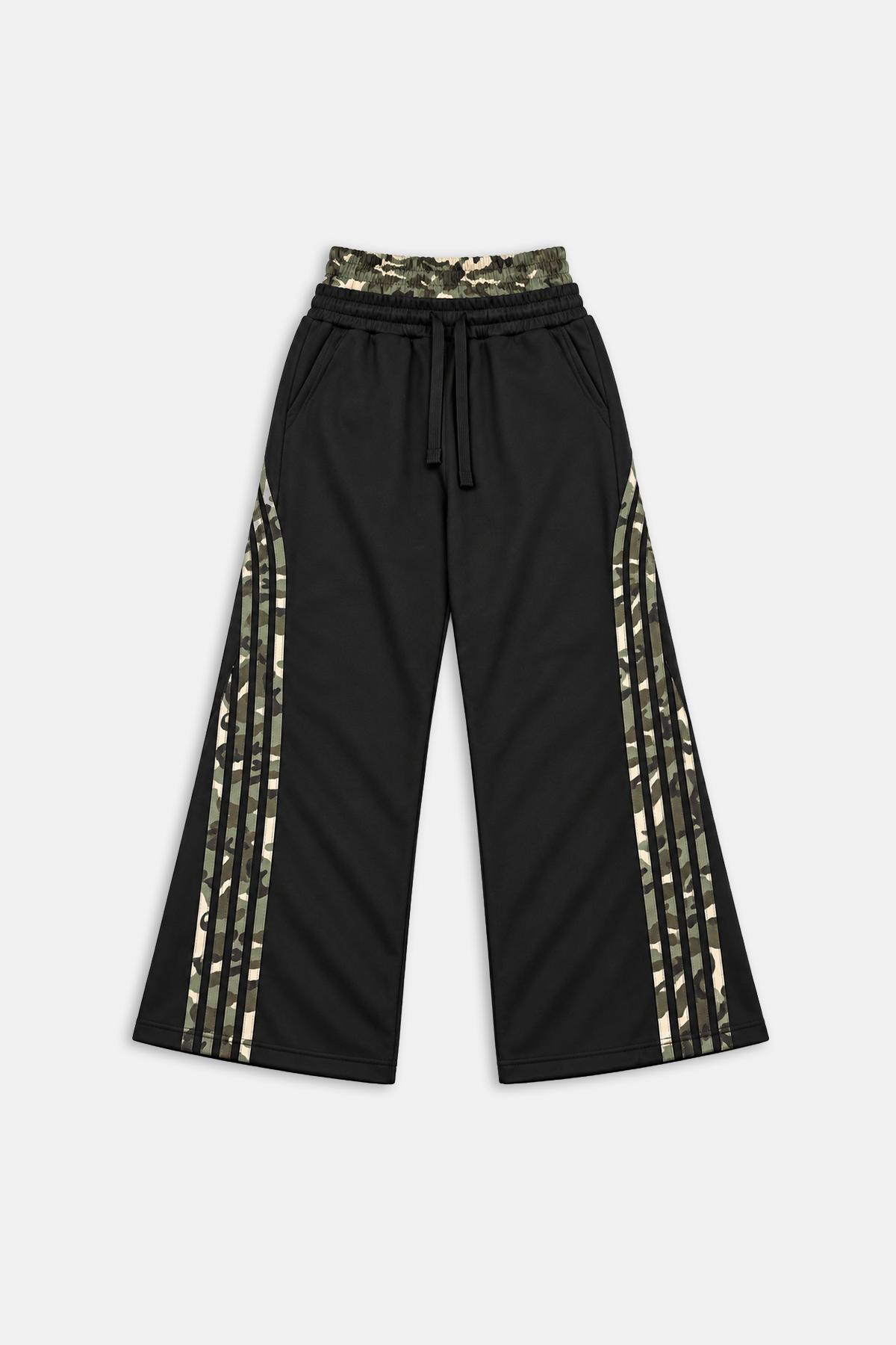 Camo Şerit Detay Siyah Baggy Eşofman MHL01