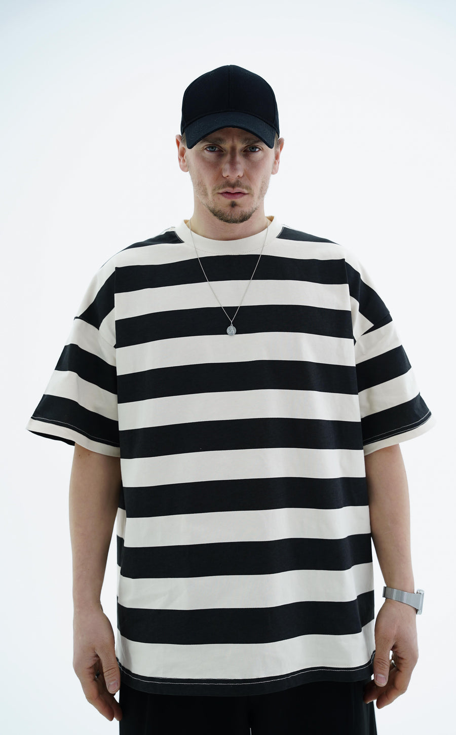 Çizgili Kemik Oversize Tshirt JC01 25Y66