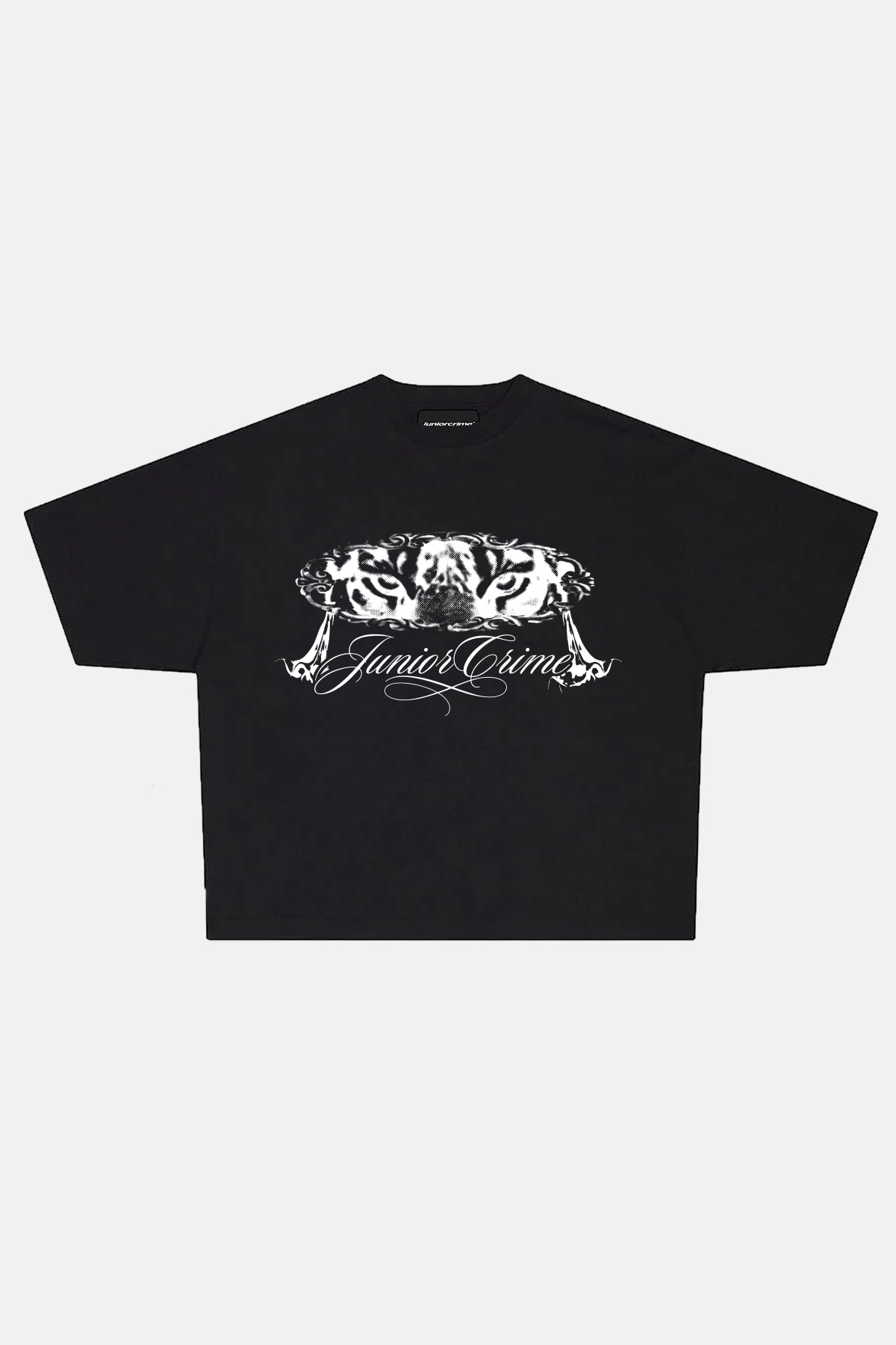 JR Leo Baskılı Siyah Boxy Fit Tshirt