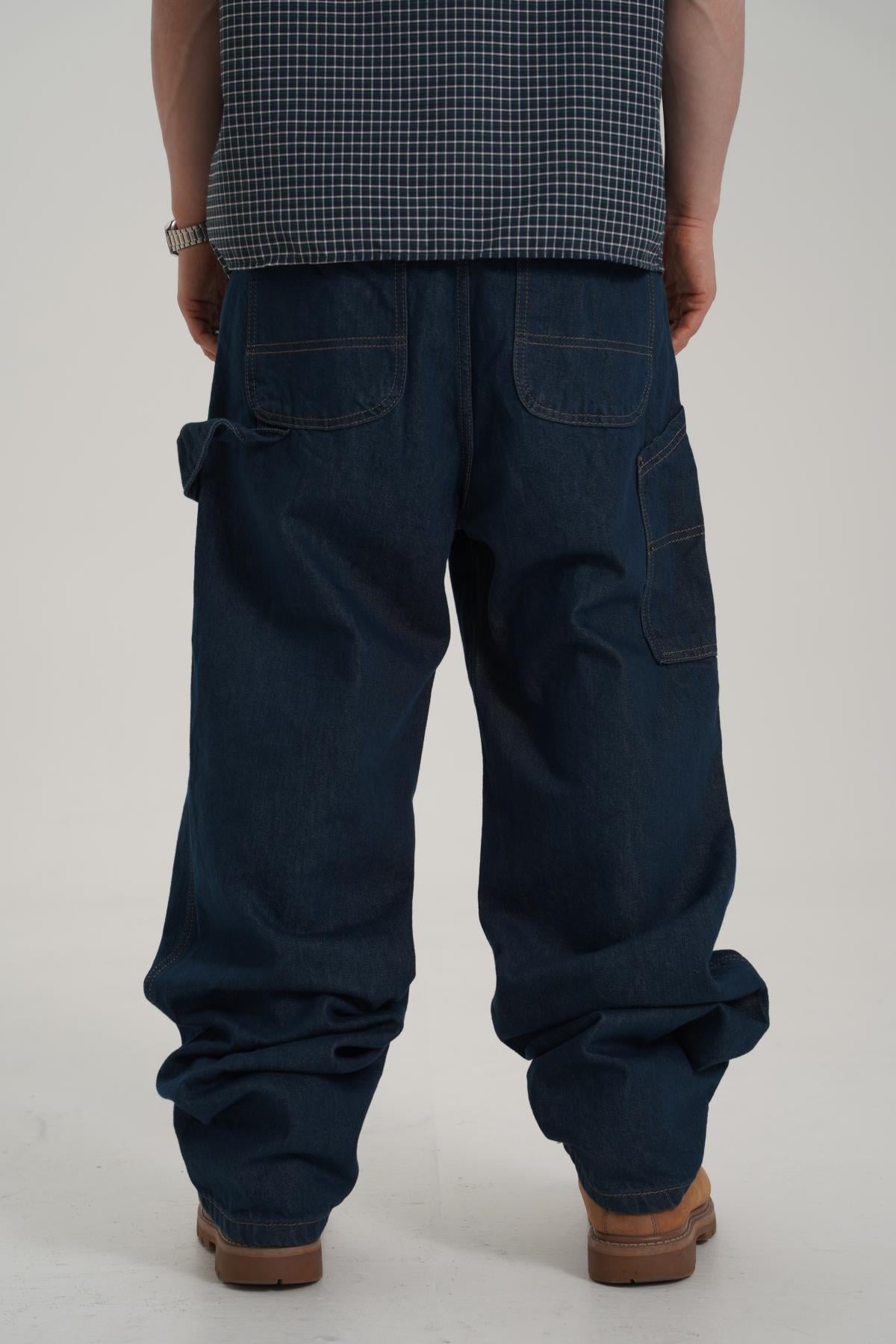 Kontrast Dikiş Koyu Lacivert Baggy Jean CT01 6581