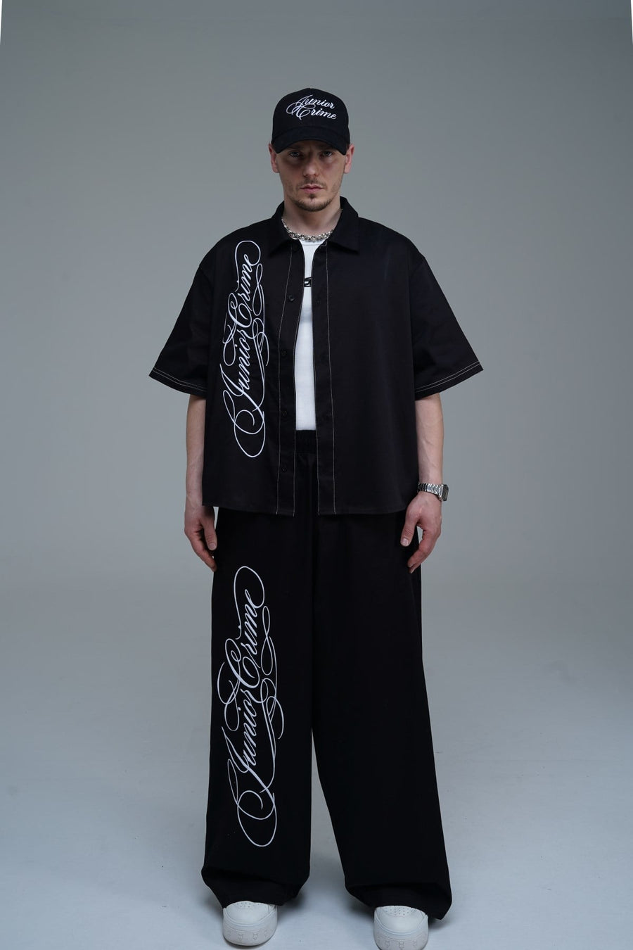 JR Signature Baskılı Gabardin Baggy Pantolon