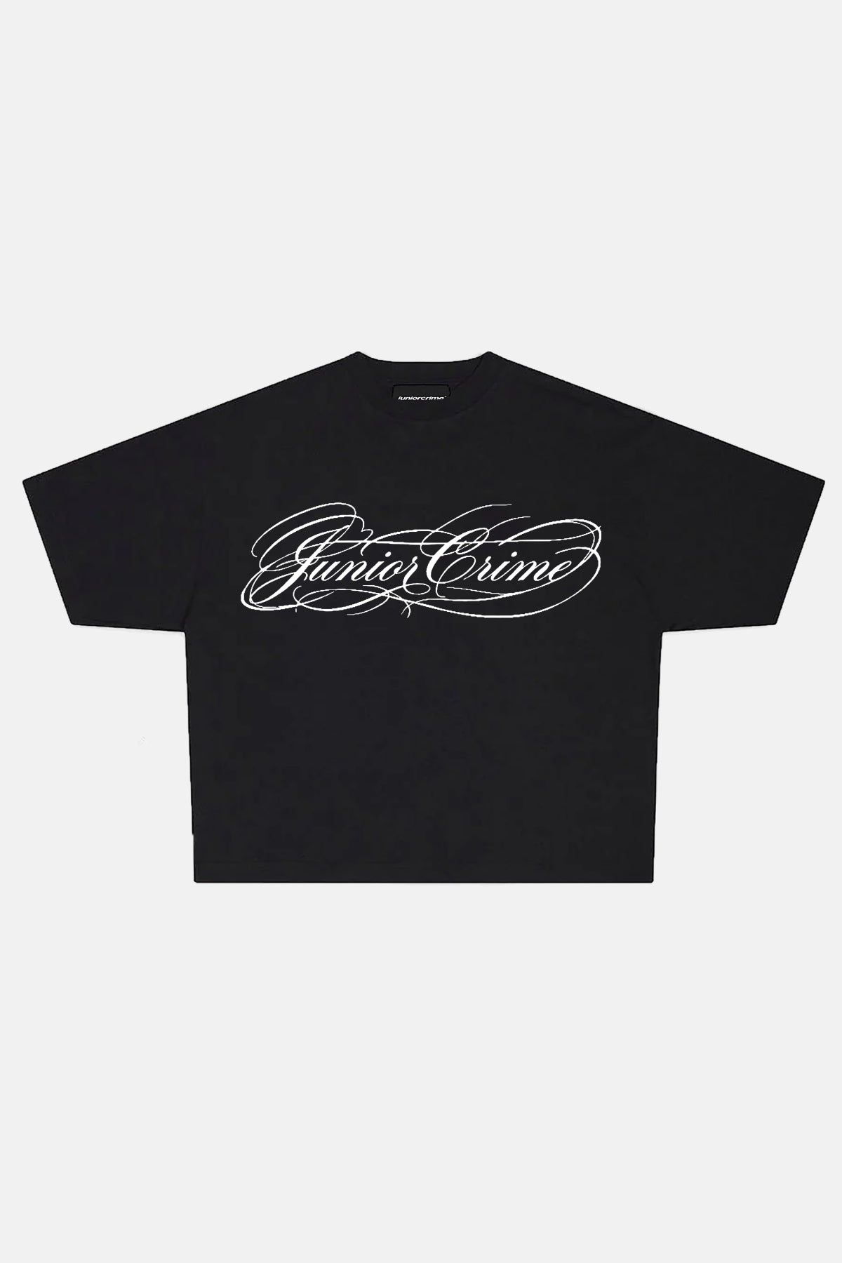 JR All Signature Baskılı Siyah Boxy Fit Tshirt