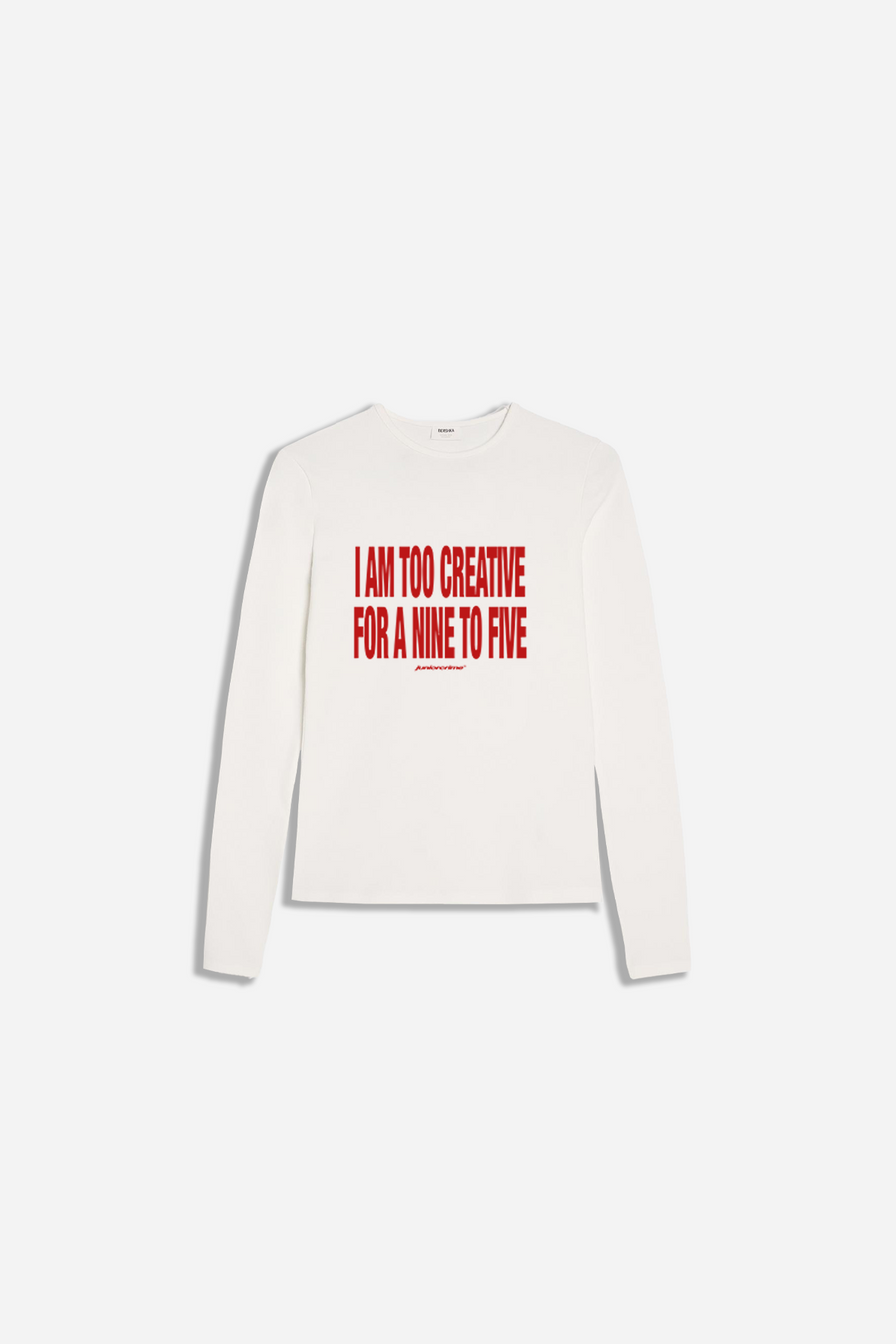Krem Uzun Kollu Creative Baskılı Kadın Fit Tshirt