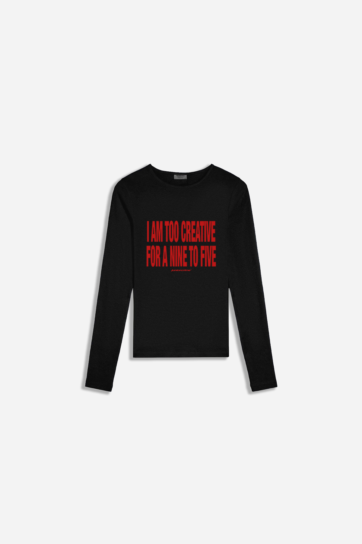 Siyah Uzun Kollu Creative Baskılı Kadın Fit Tshirt