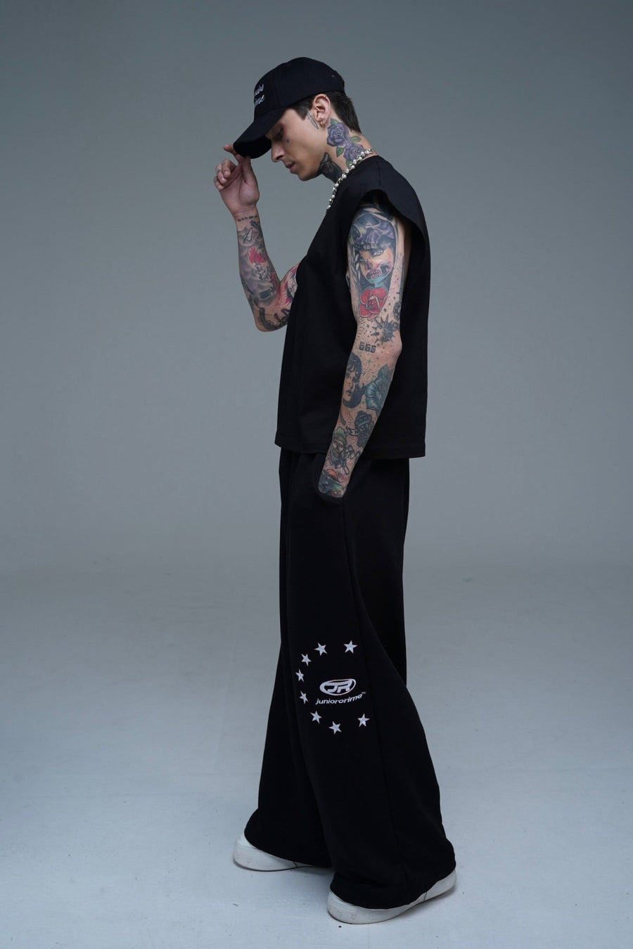 JR Boxy Fit Kolsuz Siyah Oversize Tshirt
