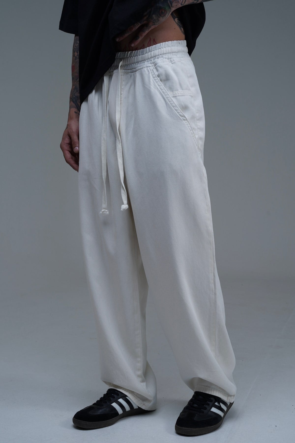 İnce Kumaş Bej Baggy Pantolon CT01 6517-8