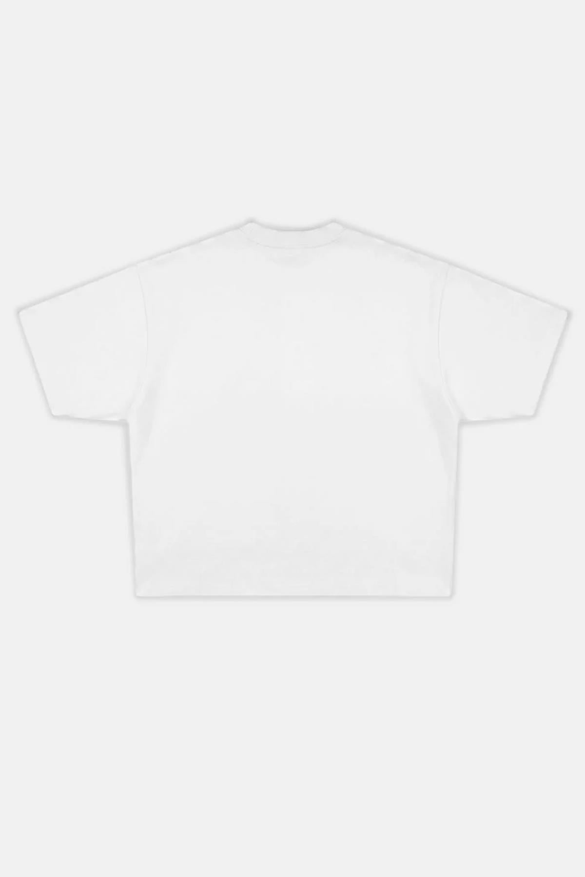 JR Signature Baskılı Beyaz Boxy Fit Tshirt