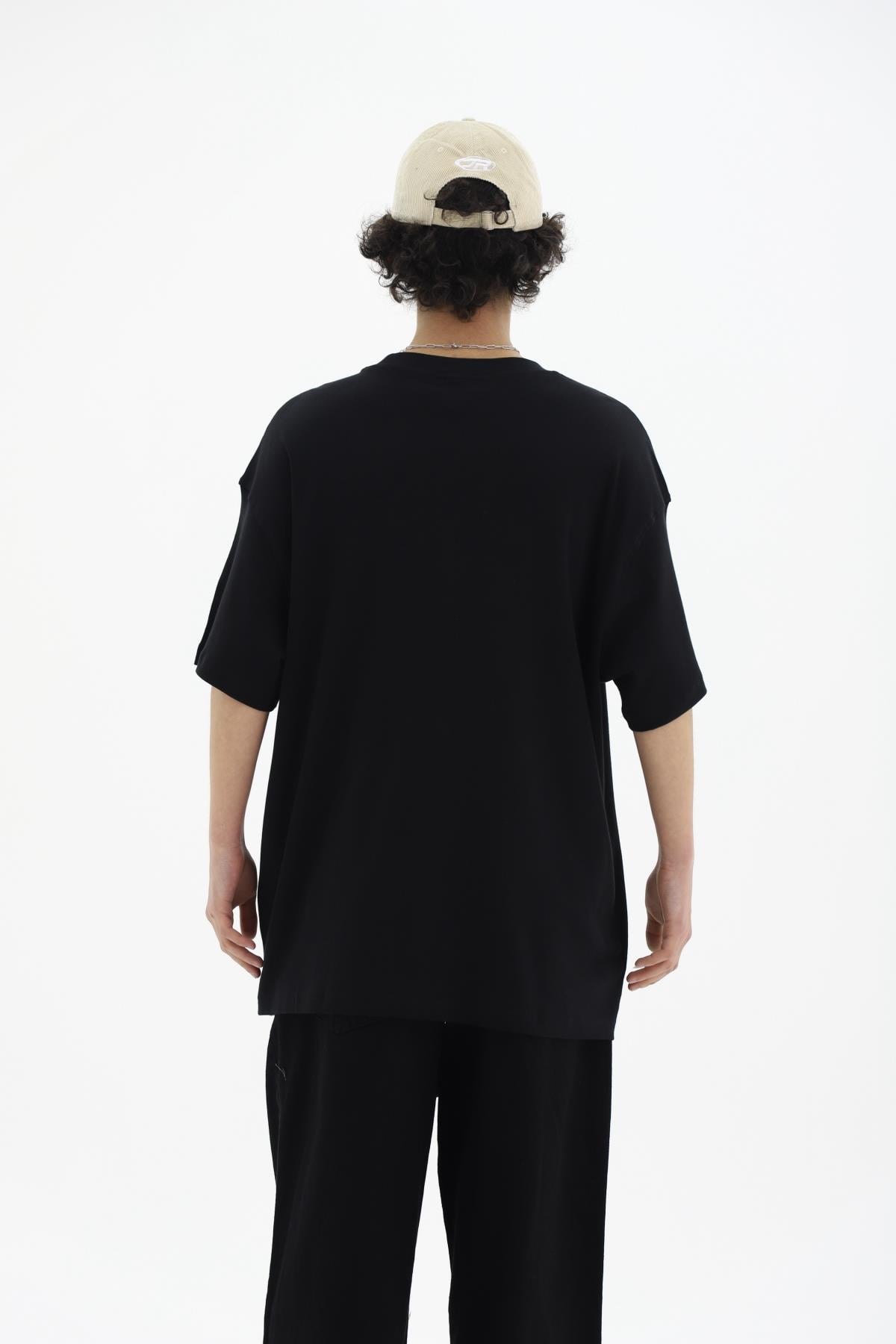 Girls Baskılı Siyah Oversize Tshirt CT01 26CY011