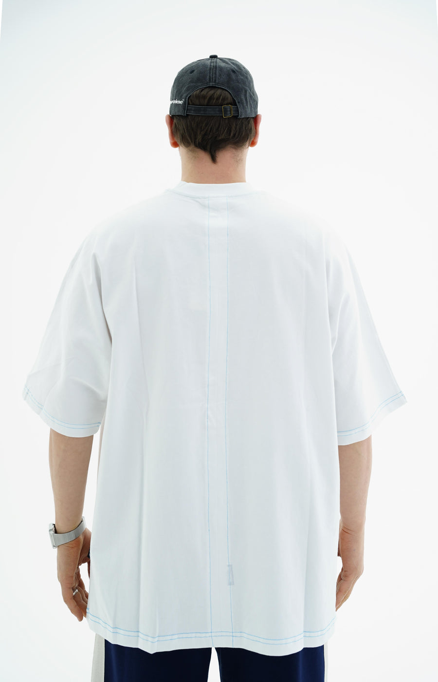 Puzzle Baskılı Beyaz Oversize Tshirt JC01 24Y262