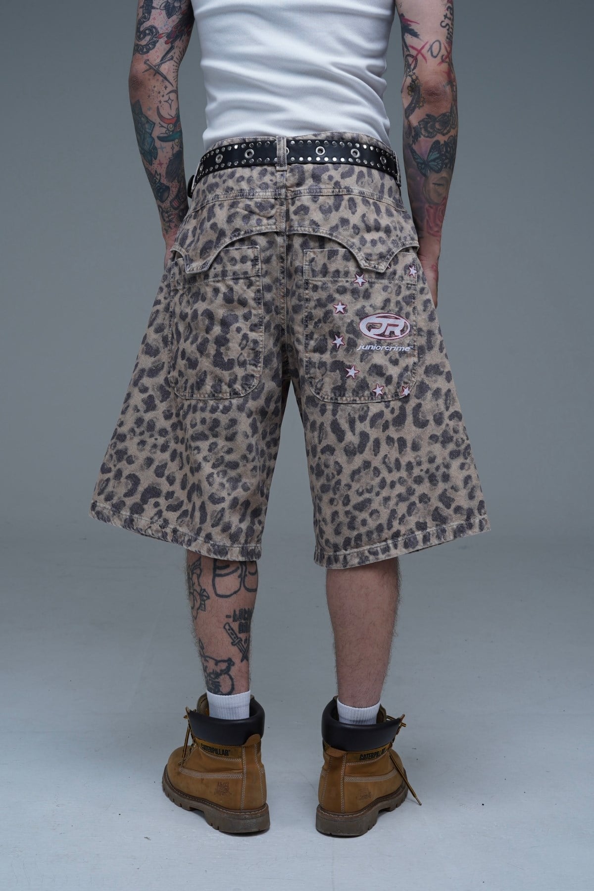 JR Leopar Desenli Baggy Jean Şort