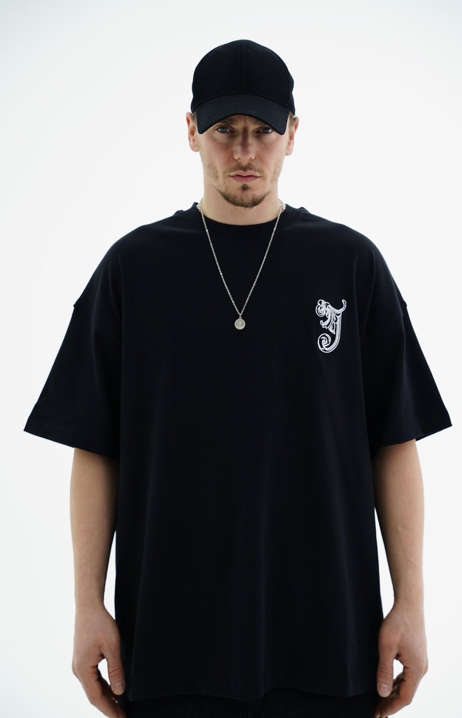 Etnik Nakışlı Siyah Oversize Tshirt JC01 26Y109