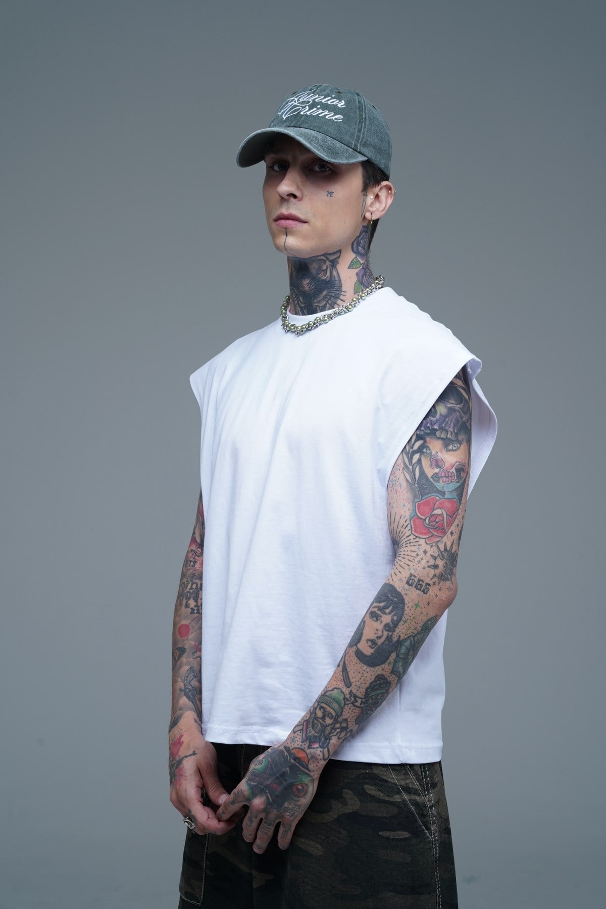 JR Boxy Fit Kolsuz Beyaz Oversize Tshirt