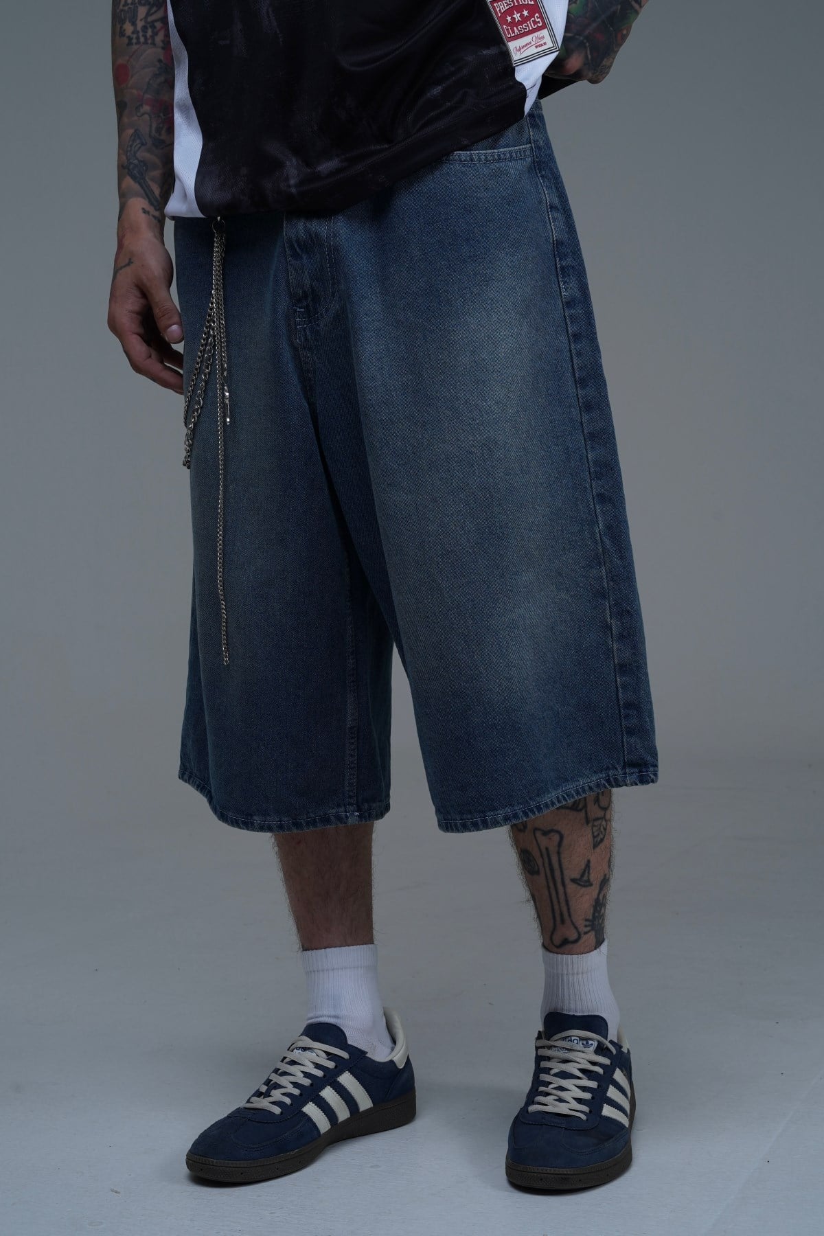 Basic Mavi Baggy Jean Şort