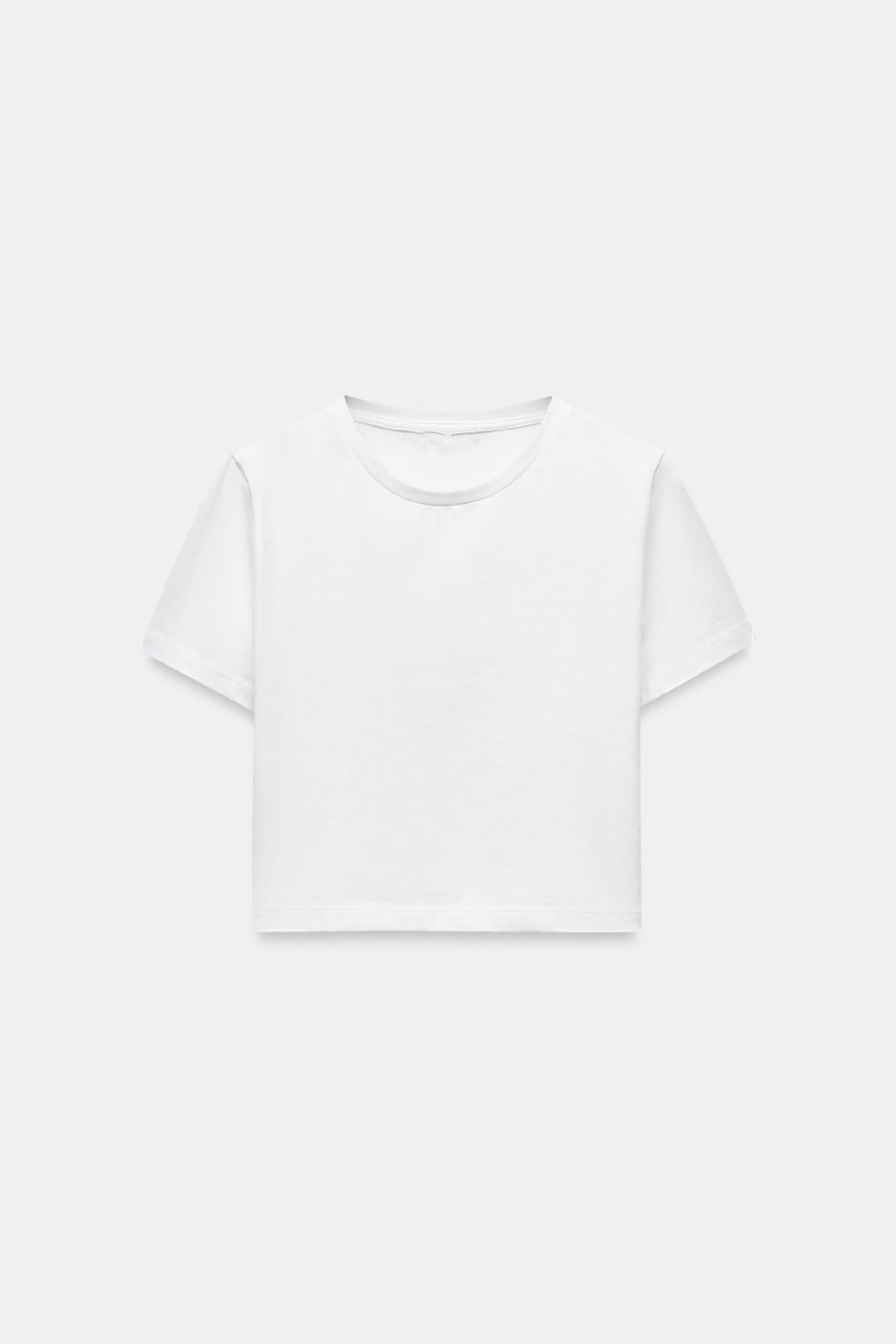 Beyaz Basic Kadın Crop Top
