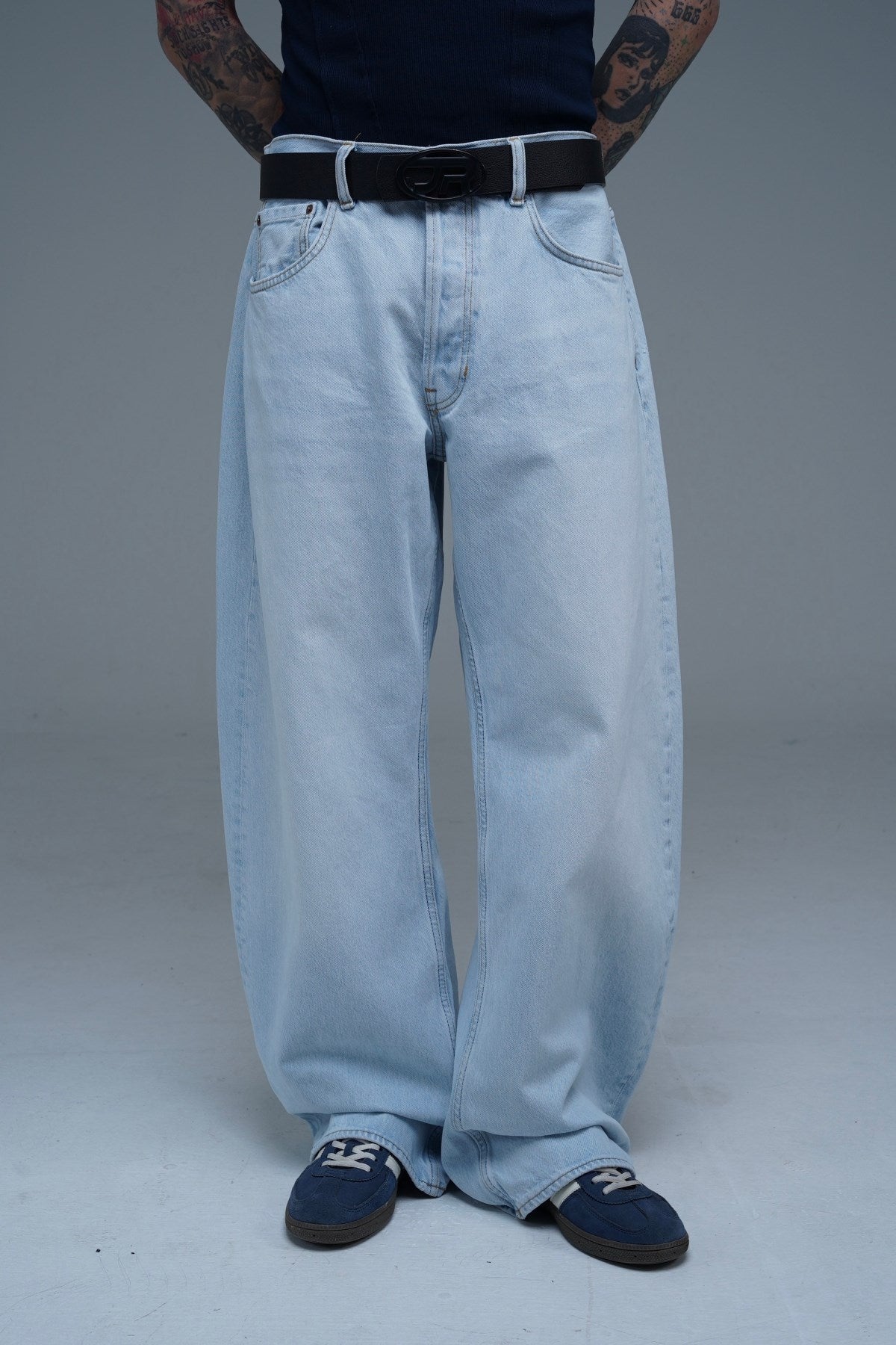 Açık Mavi Barrel Fit Baggy Jean Pantolon