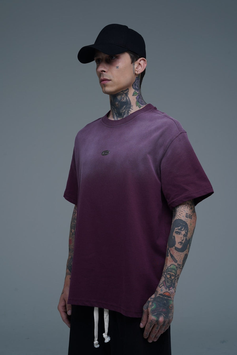 Yıkama Efektli Bordo Oversize Tshirt CT01 25CY074