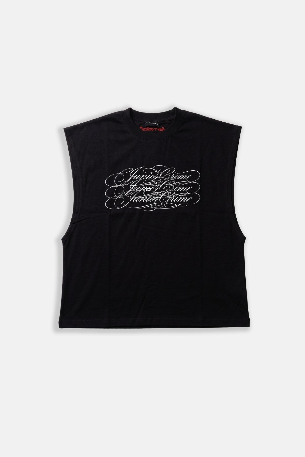 JR Signature Baskılı Boxy Fit Kolsuz Siyah Tshirt