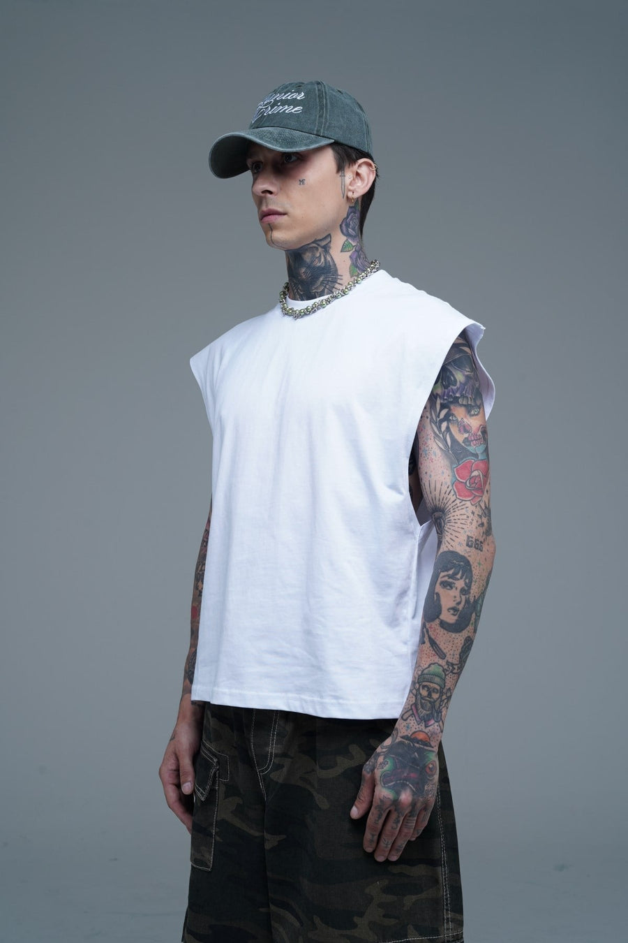 JR Boxy Fit Kolsuz Beyaz Oversize Tshirt