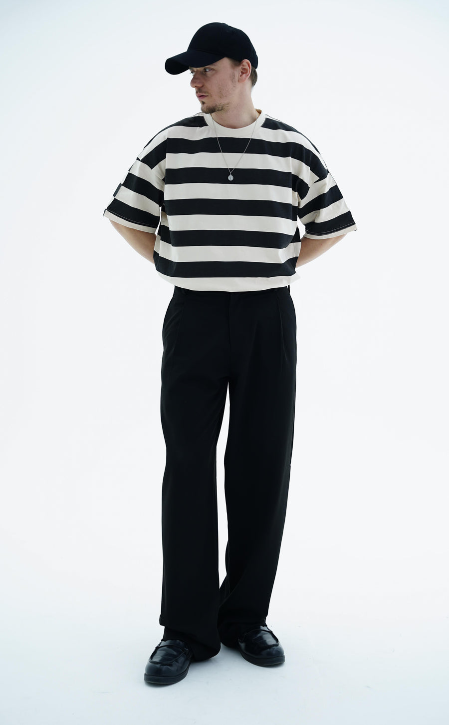 Çizgili Kemik Oversize Tshirt JC01 25Y66