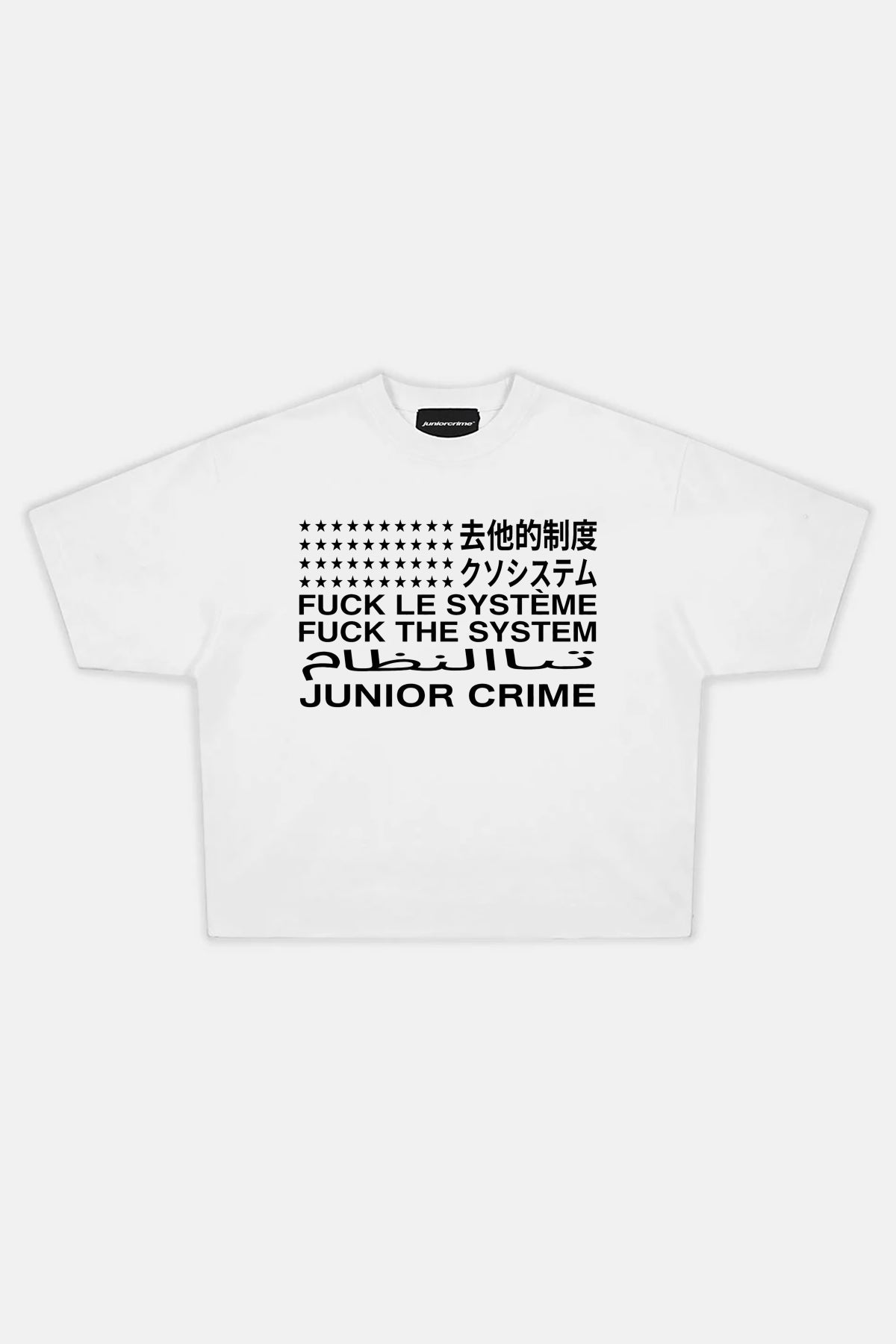 JR System Baskılı Beyaz Boxy Fit Tshirt