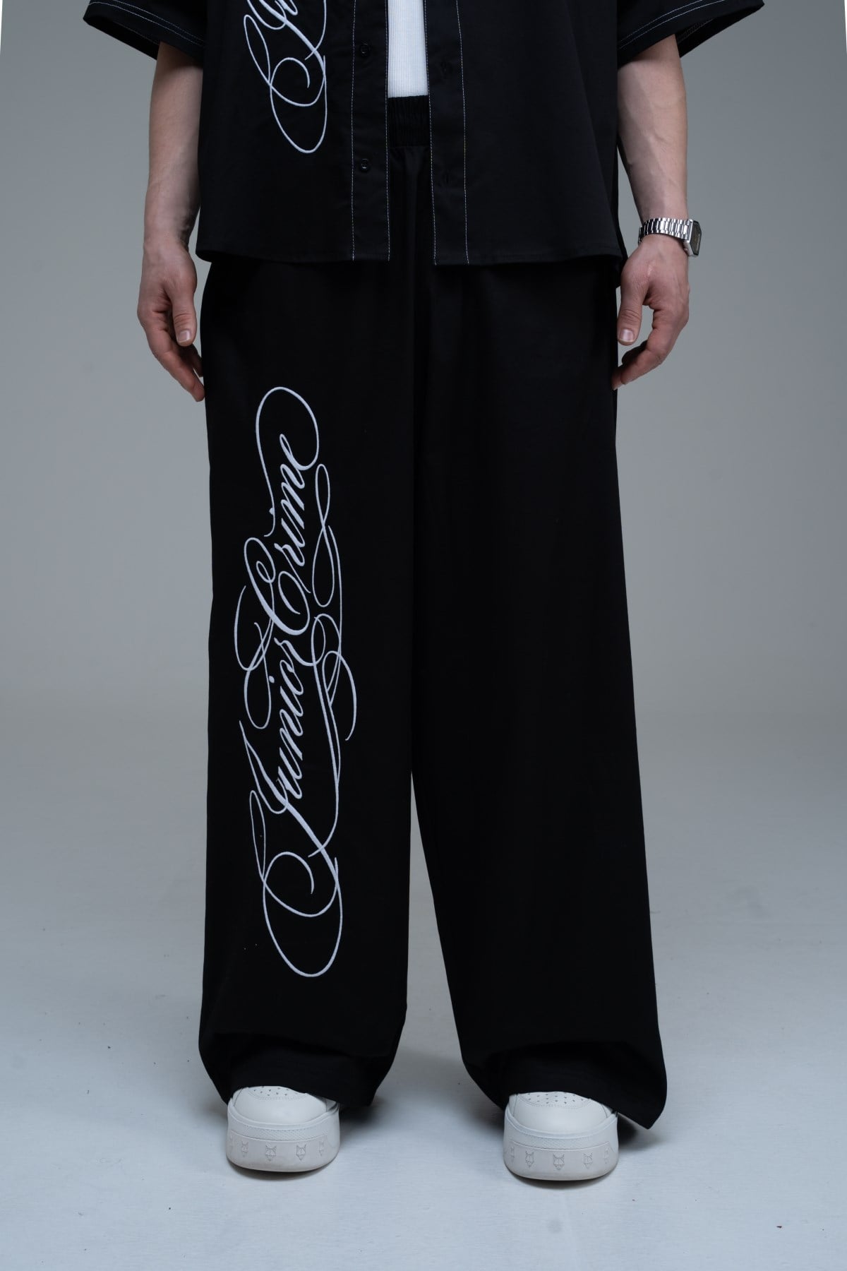 JR Signature Baskılı Gabardin Baggy Pantolon