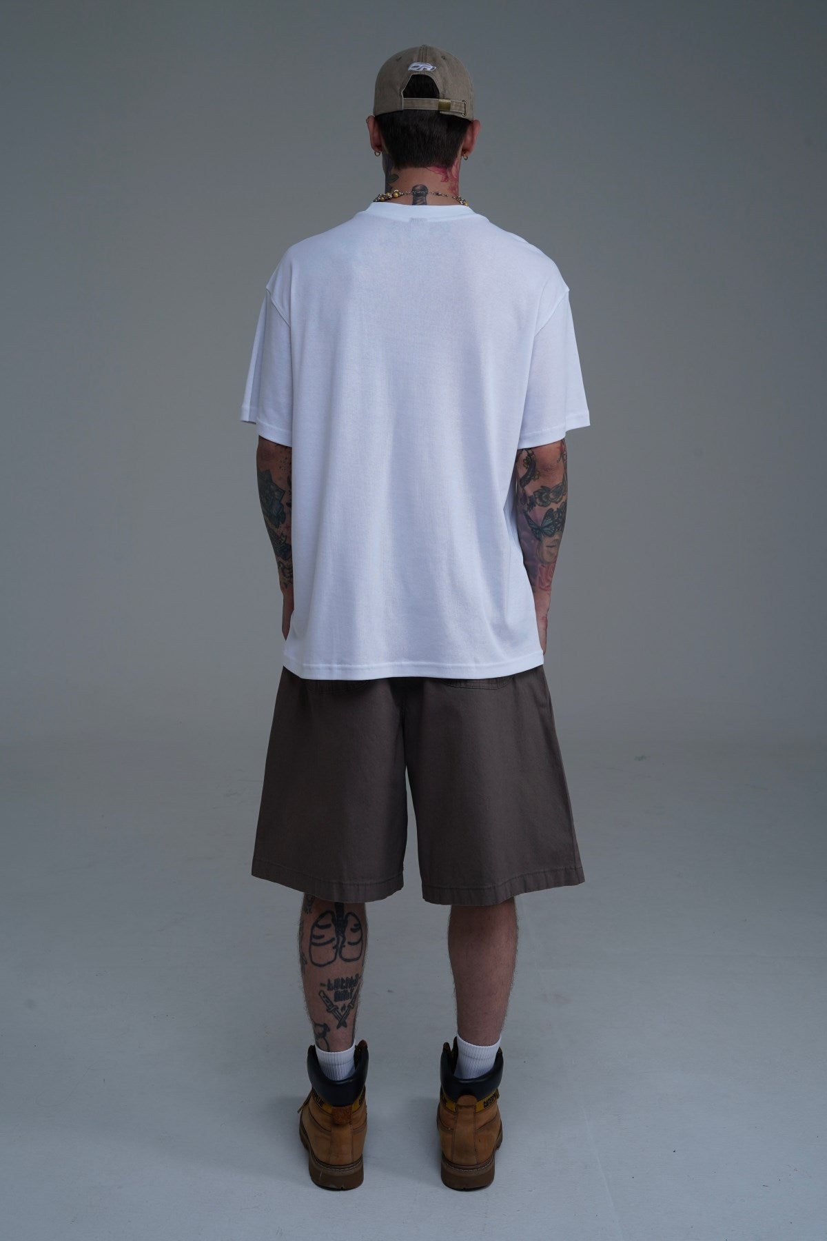Bisiklet Yaka Baskılı Beyaz Oversize Tshirt CT01 26CY011