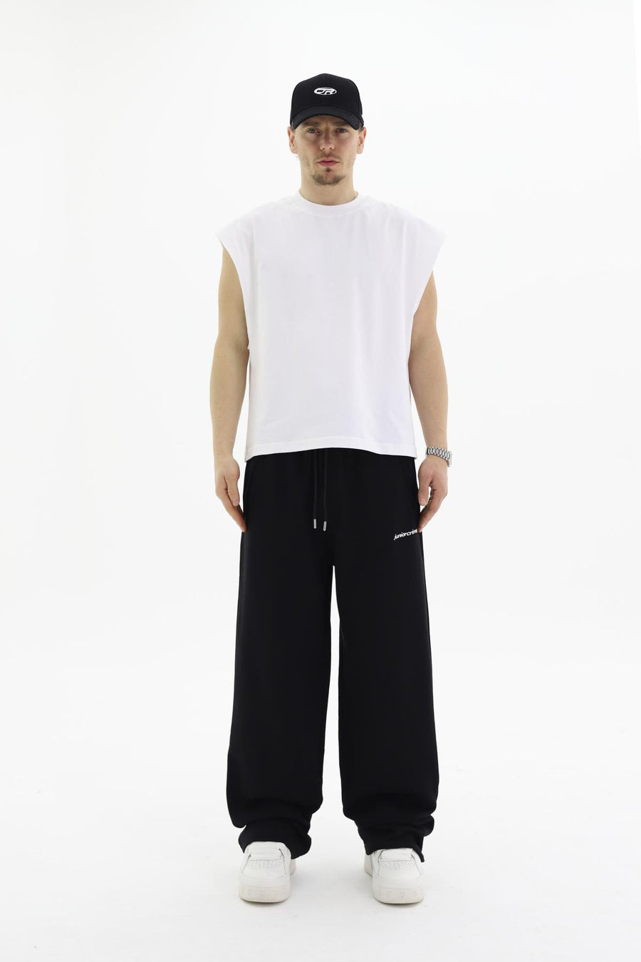 JR Diagonal Kumaş Siyah Baggy Eşofman