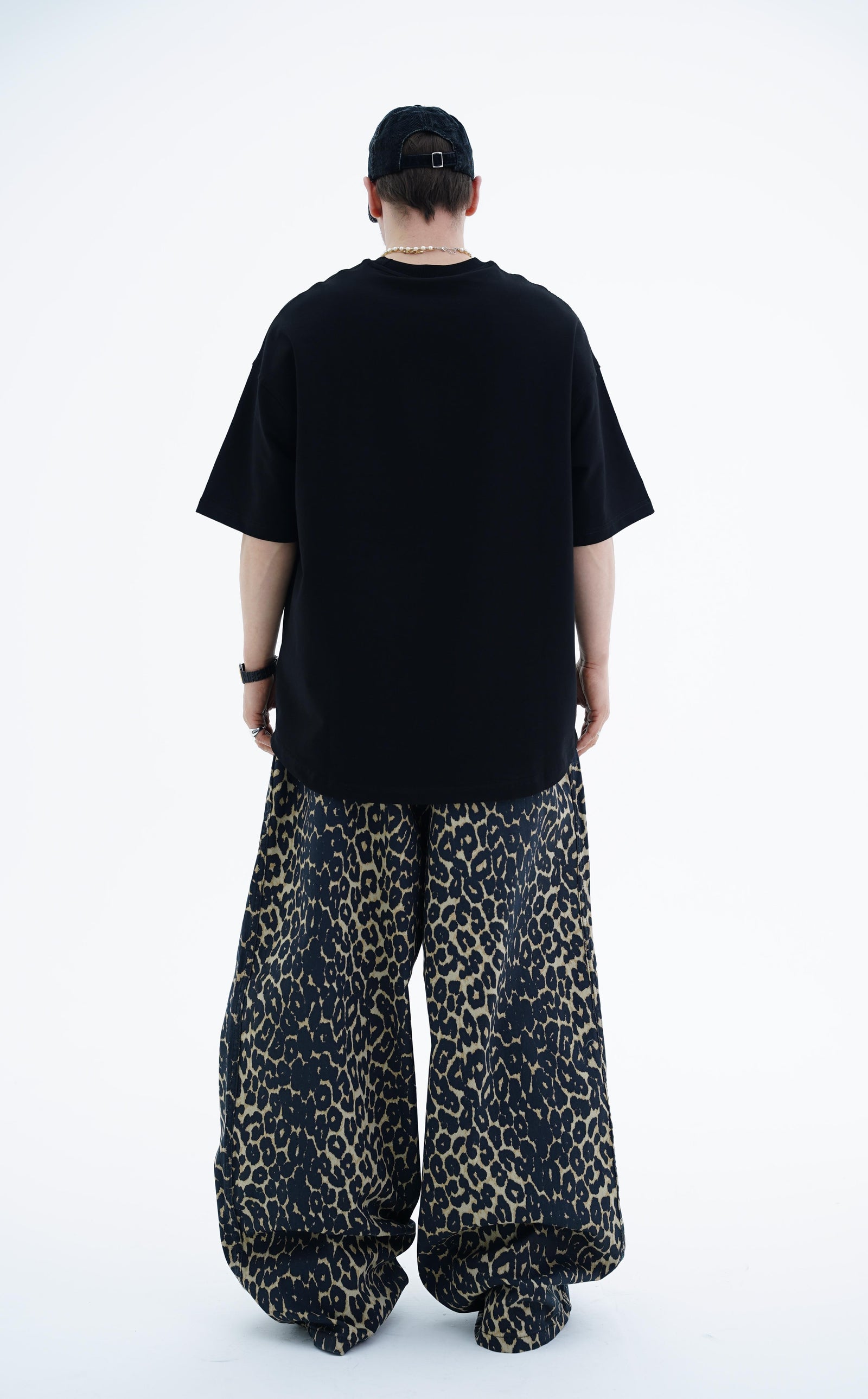 Siyah Basic Oversize Ribana Yaka Tshirt JC01 24Y363