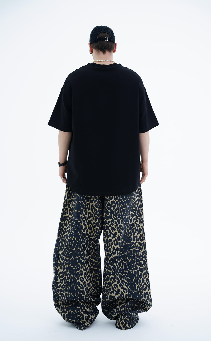 Siyah Basic Oversize Ribana Yaka Tshirt JC01 24Y363