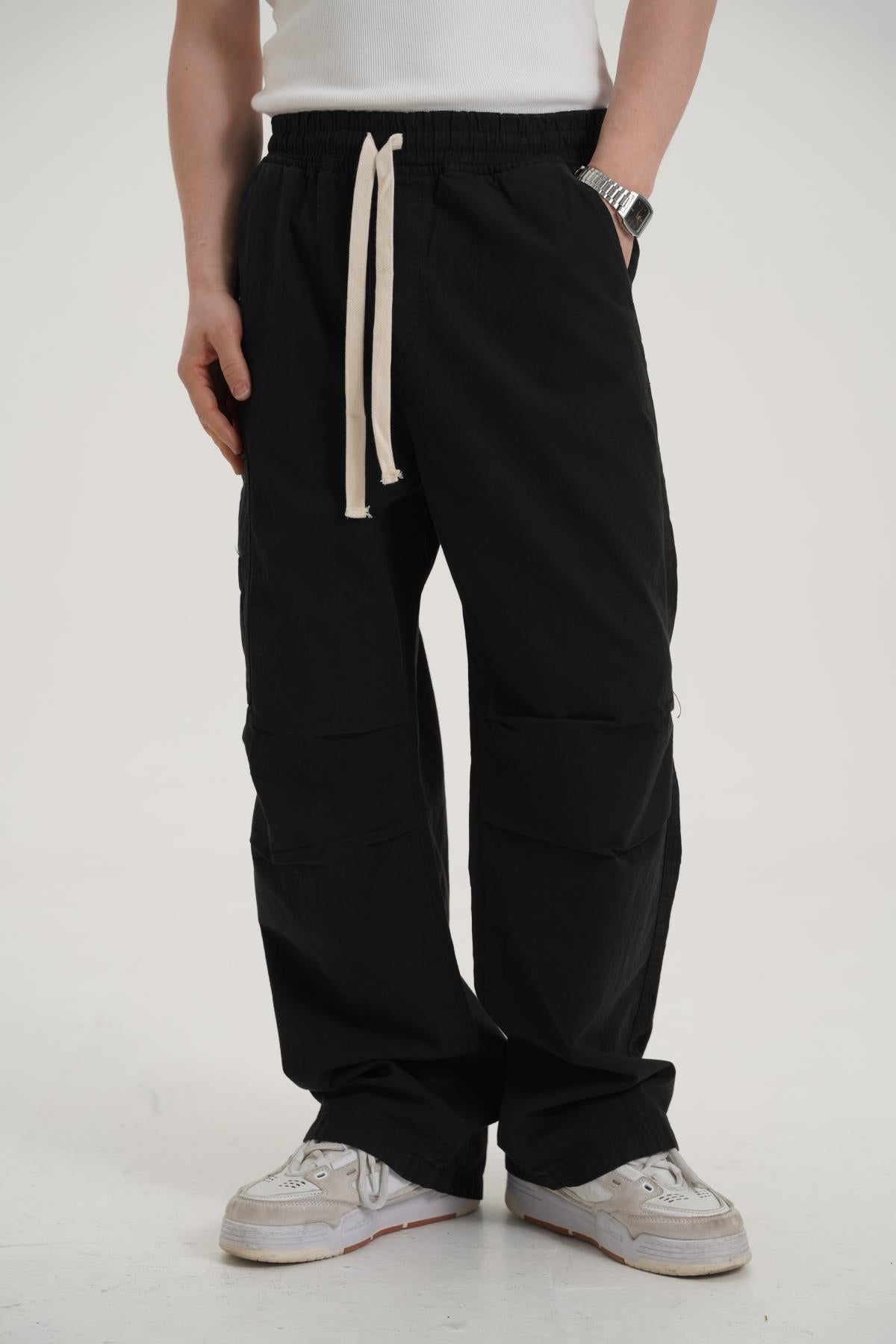 Siyah İnce Kumaş Baggy Pantolon CT01 6267-2
