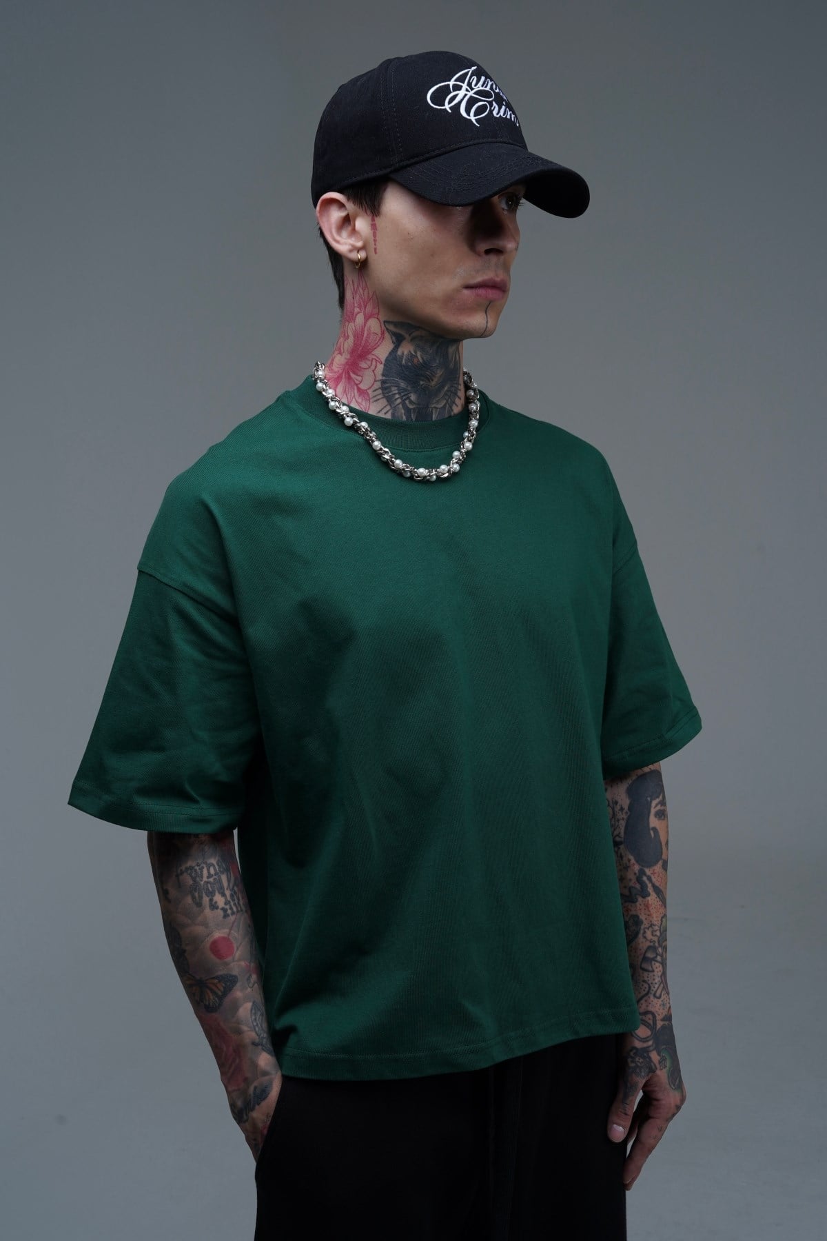 JR Yeşil Boxy Fit Basic Oversize Tshirt