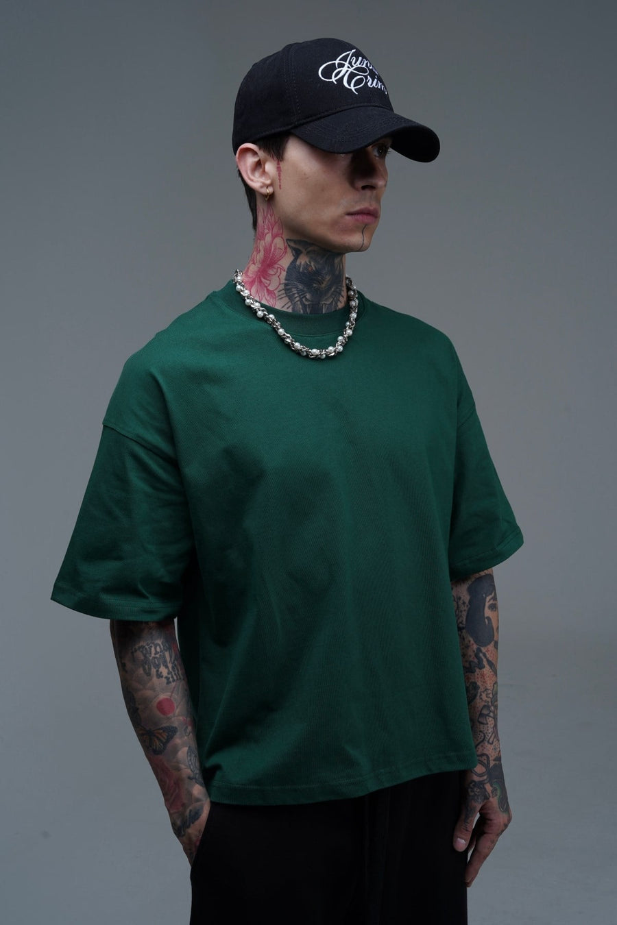 JR Yeşil Boxy Fit Basic Oversize Tshirt