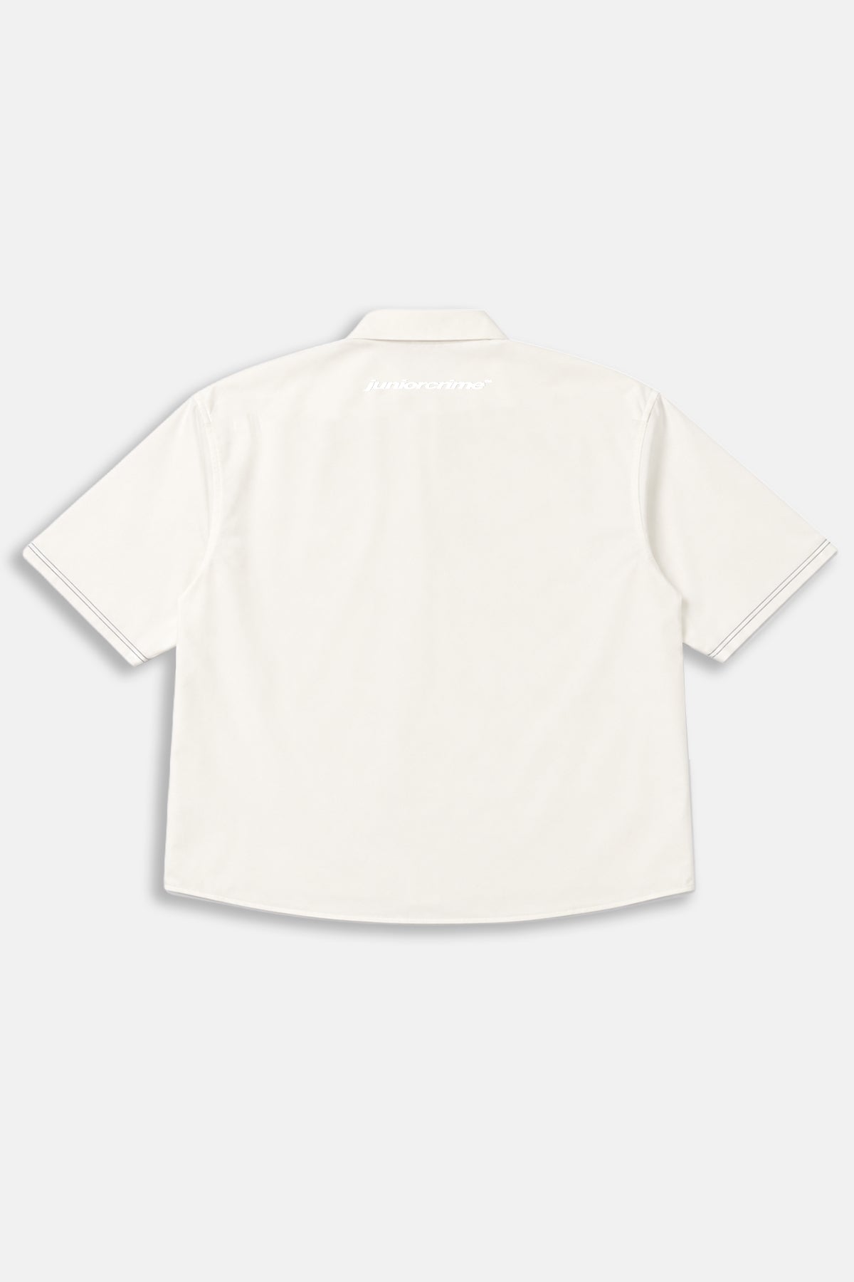 JR Signature Nakışlı Beyaz Boxy Fit Gabardin Gömlek