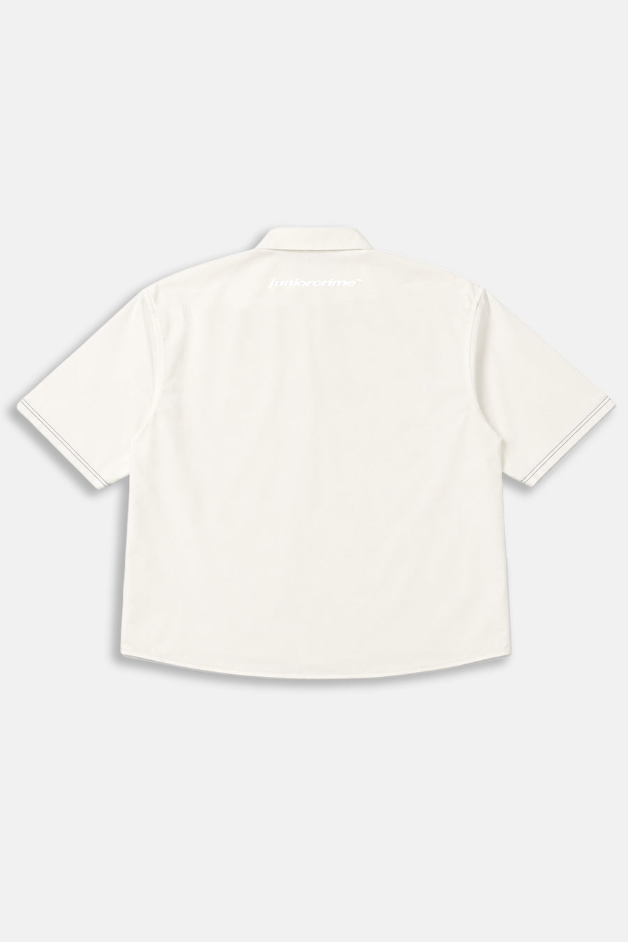 JR Signature Nakışlı Beyaz Boxy Fit Gabardin Gömlek