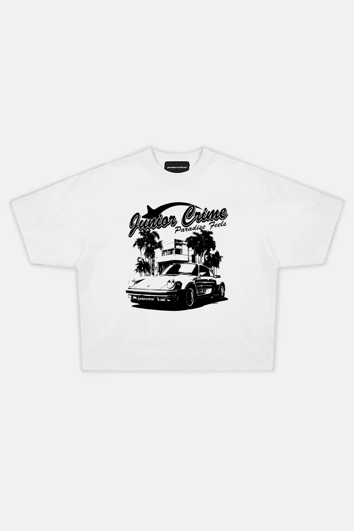 JR Paradise Baskılı Beyaz Boxy Fit Tshirt