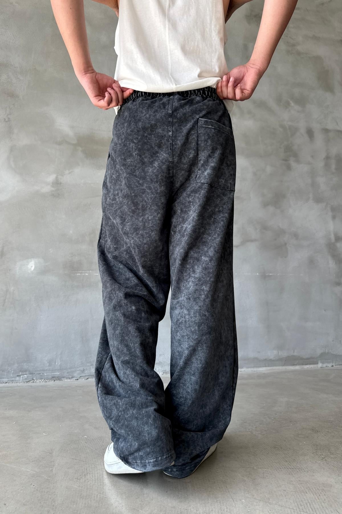Acid Wash Siyah Baggy Eşofman Altı JC01 25Y202