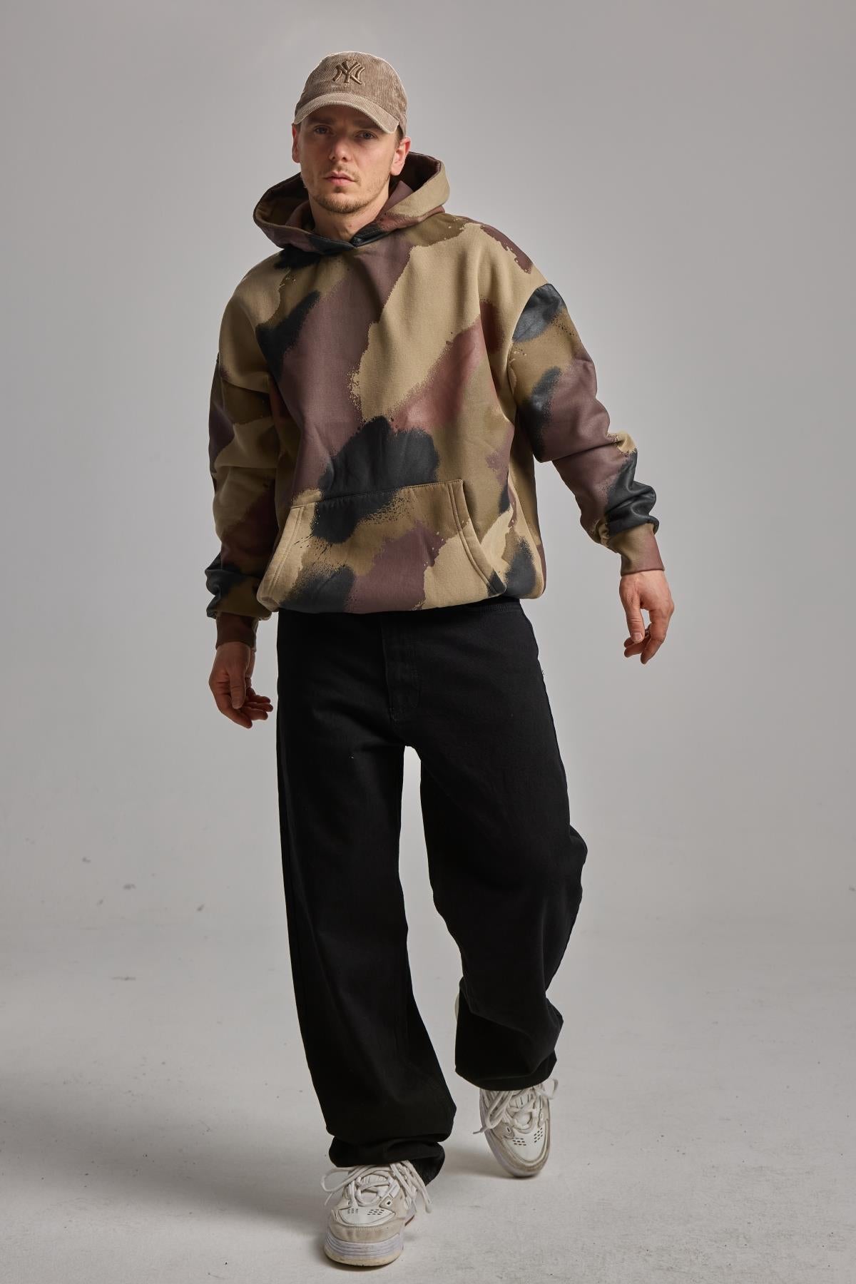 Haki Kamuflaj Desenli Oversize Sweat 25CK020