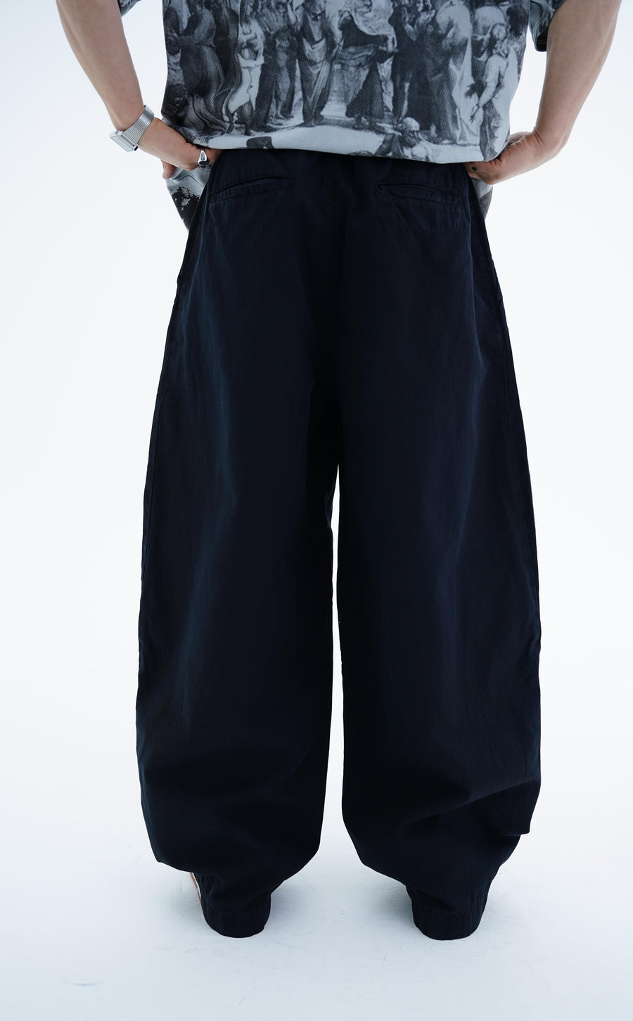 Dikiş Detay Siyah Baggy Pantolon CT01 6390-5